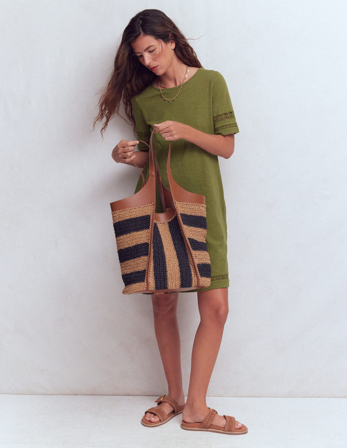 Hattie Jersey T-shirt Dress-Olive - Image 5