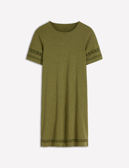 Hattie Jersey T-shirt Dress-Olive-6