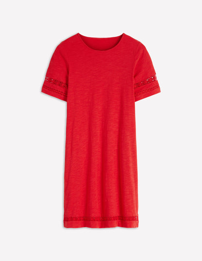 Hattie Jersey T-shirt Dress-Red Coral-5