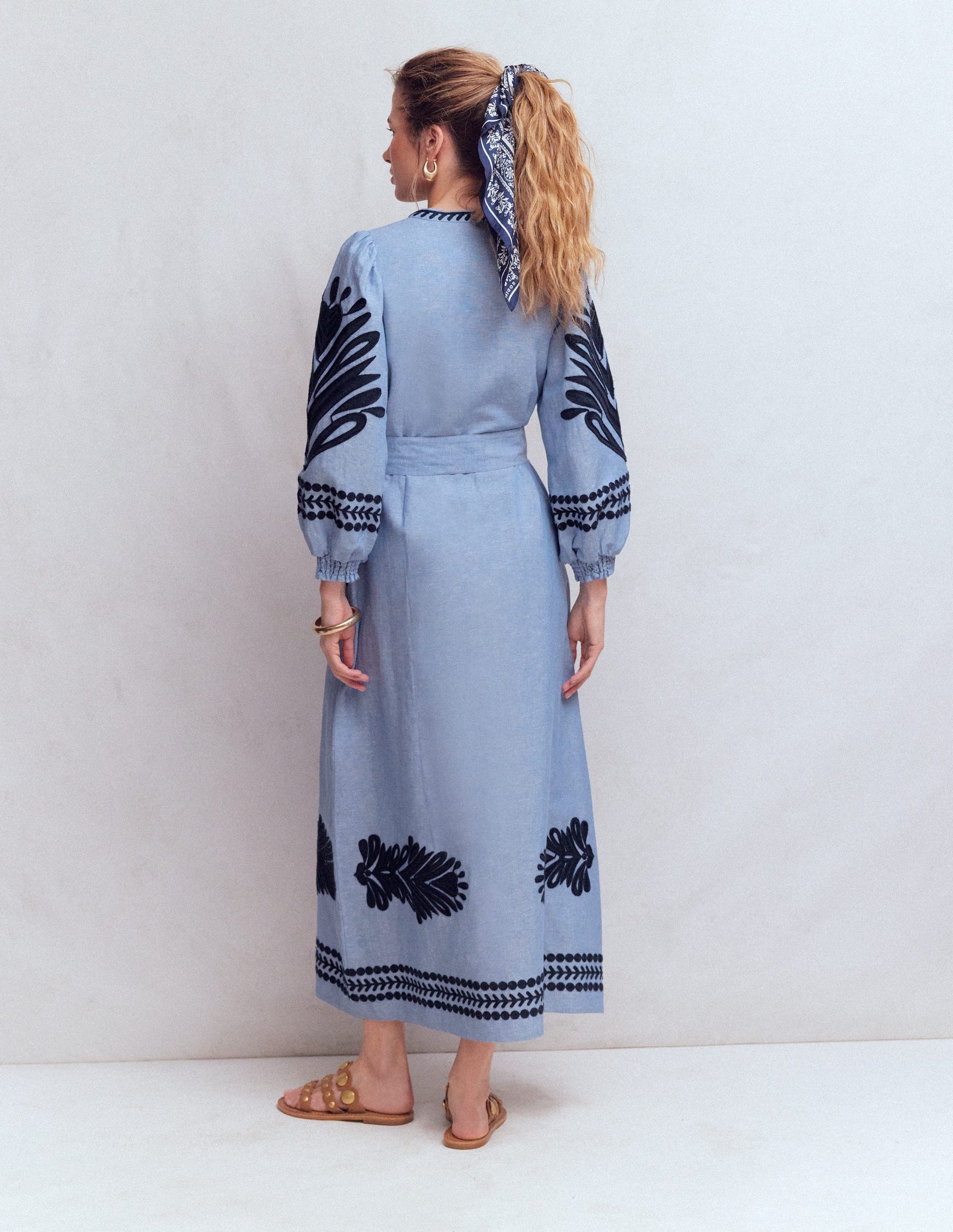 Octavia Linen Dress-Emb Chambray-5