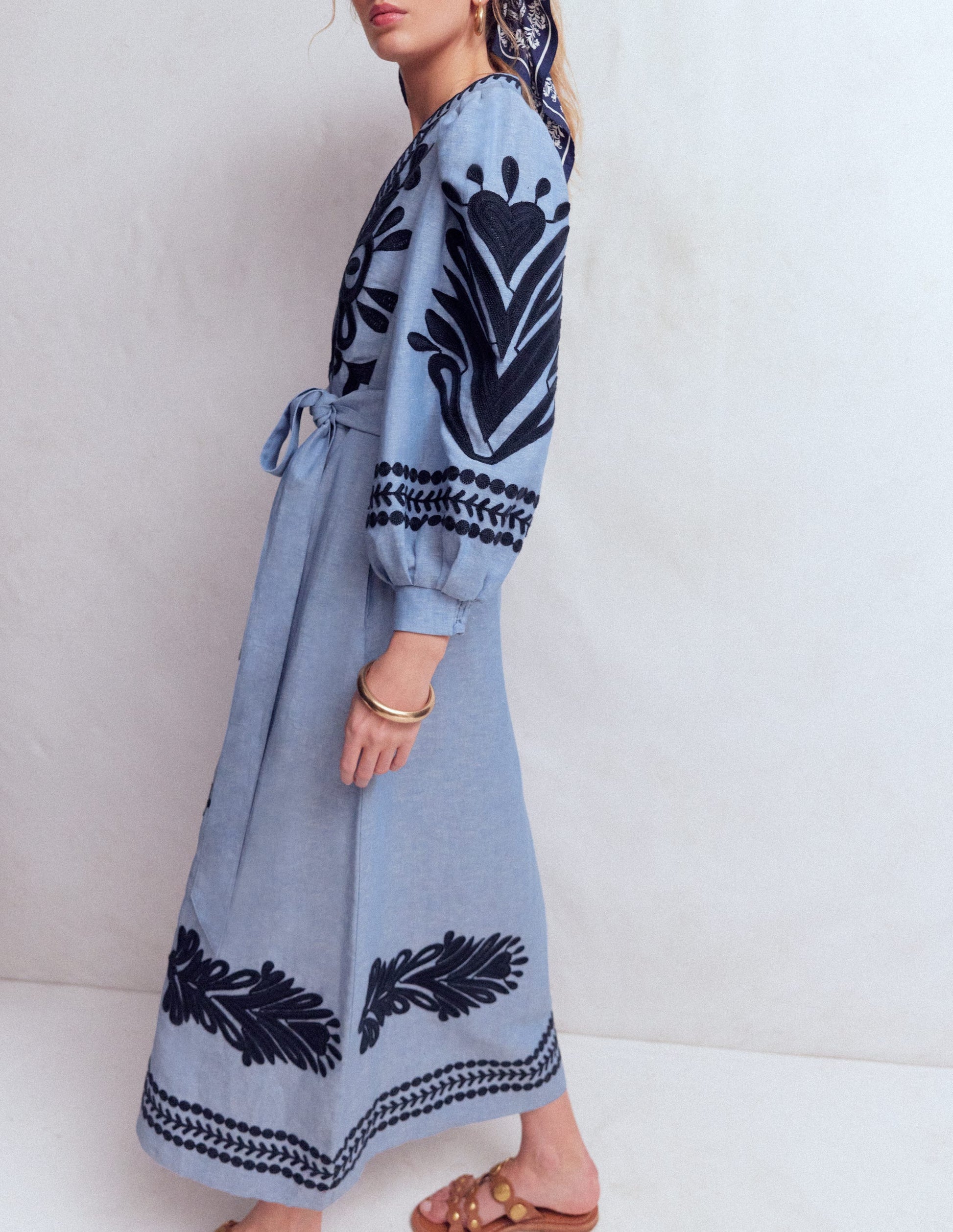 Octavia Linen Dress-Emb Chambray-6