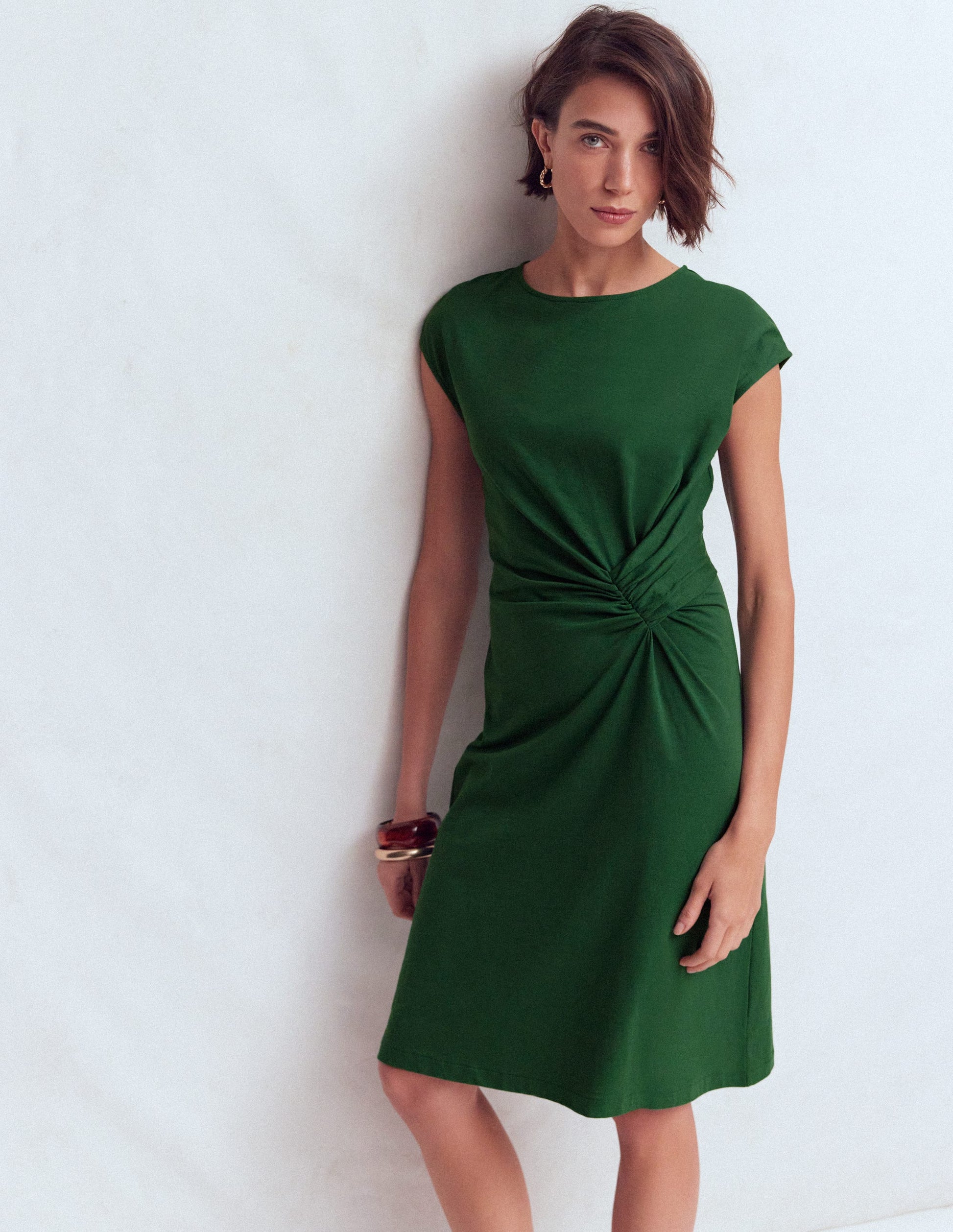 Delilah Twist Short Dress-Hunter Green-1