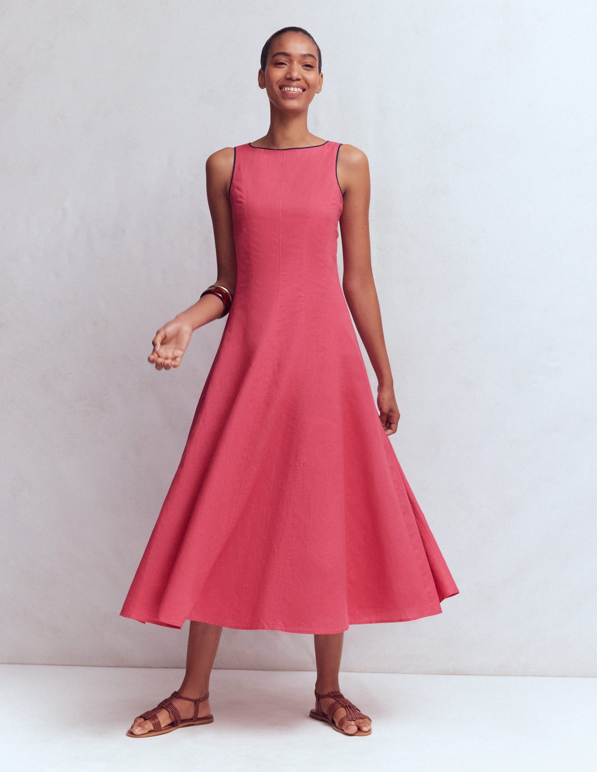 Annet Linen Blend Midi Dress-Cherry Blush-2