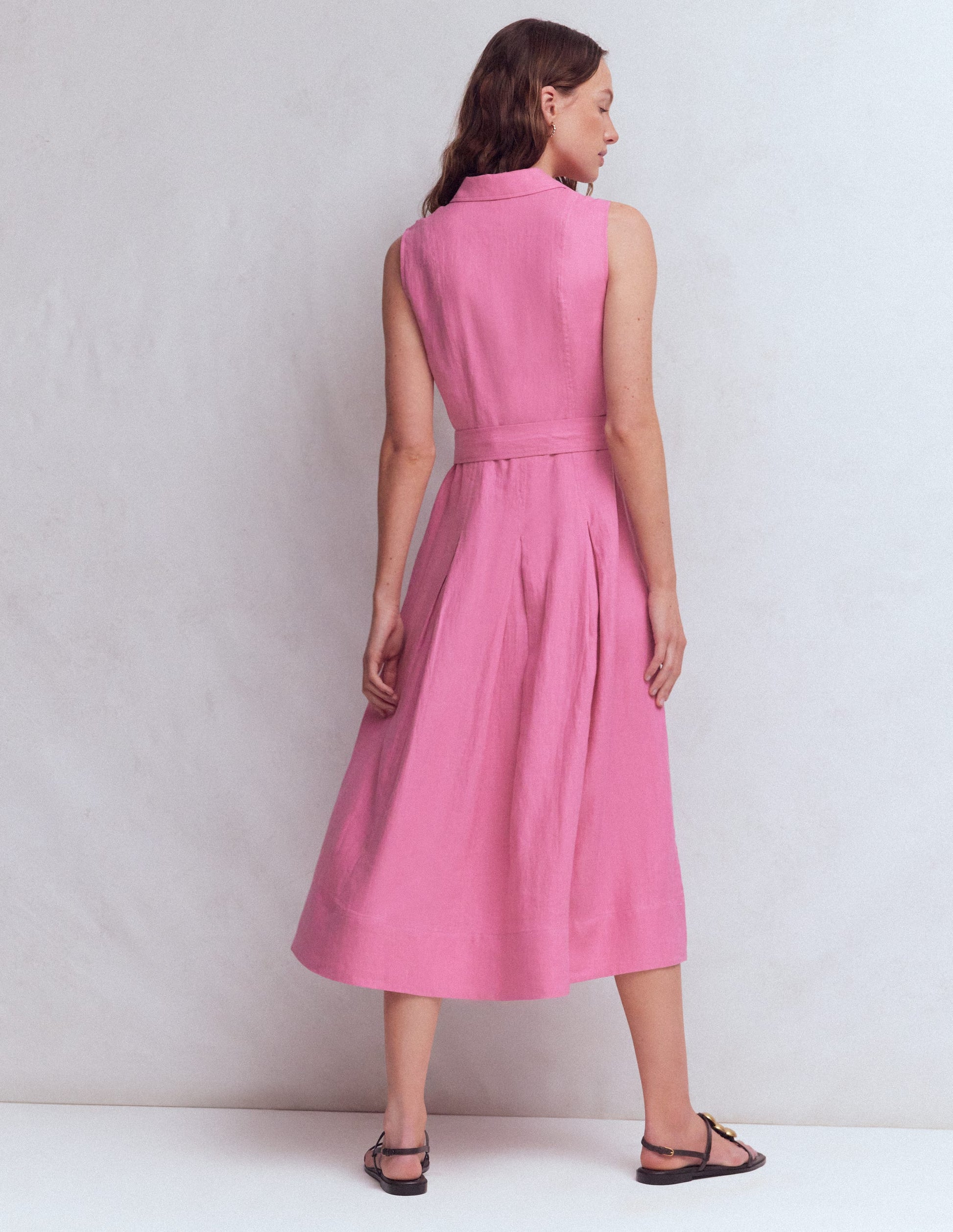 Belinda Linen Shirt Dress-Pink Parfait-3