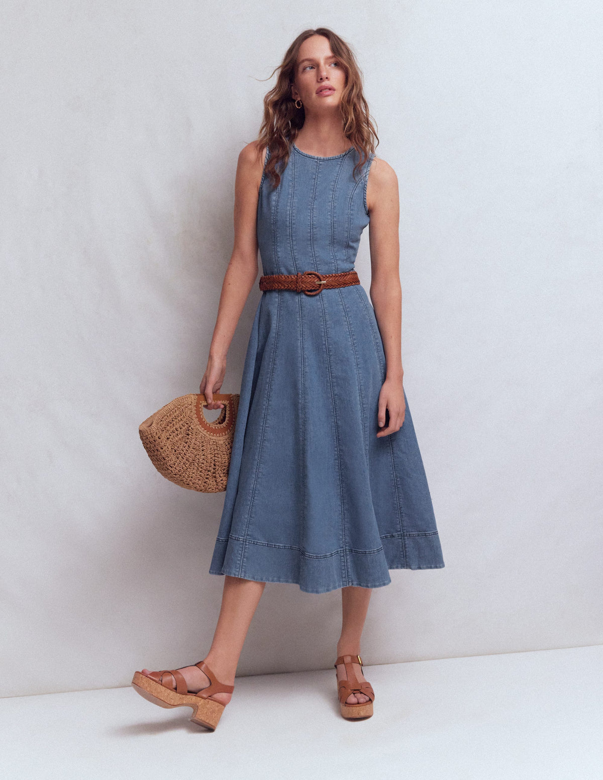 Annet Denim Midi Dress-Mid Vintage - Image 1