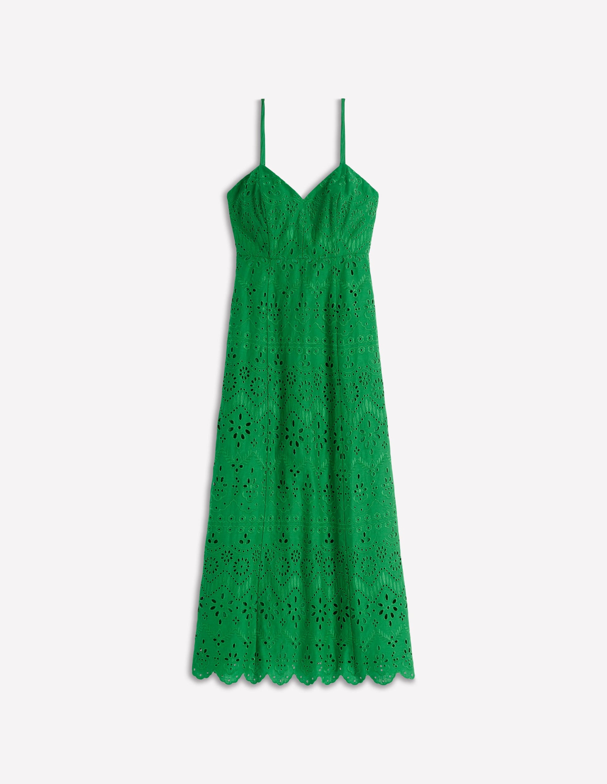 Empire Linen Broderie Dress-Rich Emerald Broderie-7