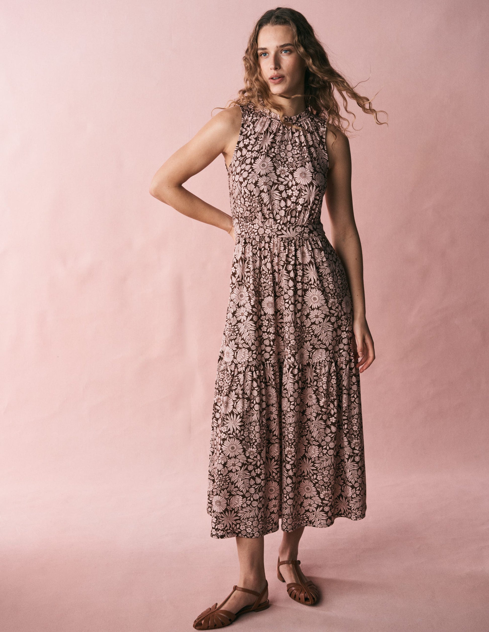 Camalie Jersey Maxi Dress-Raw Umber, Flowerbed Bloom-6