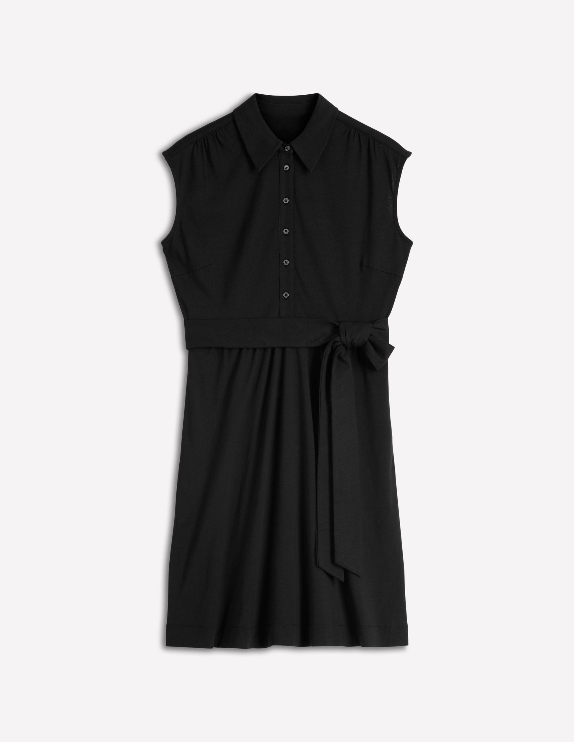 Honor Short Jersey Shirt Dress-Black-4