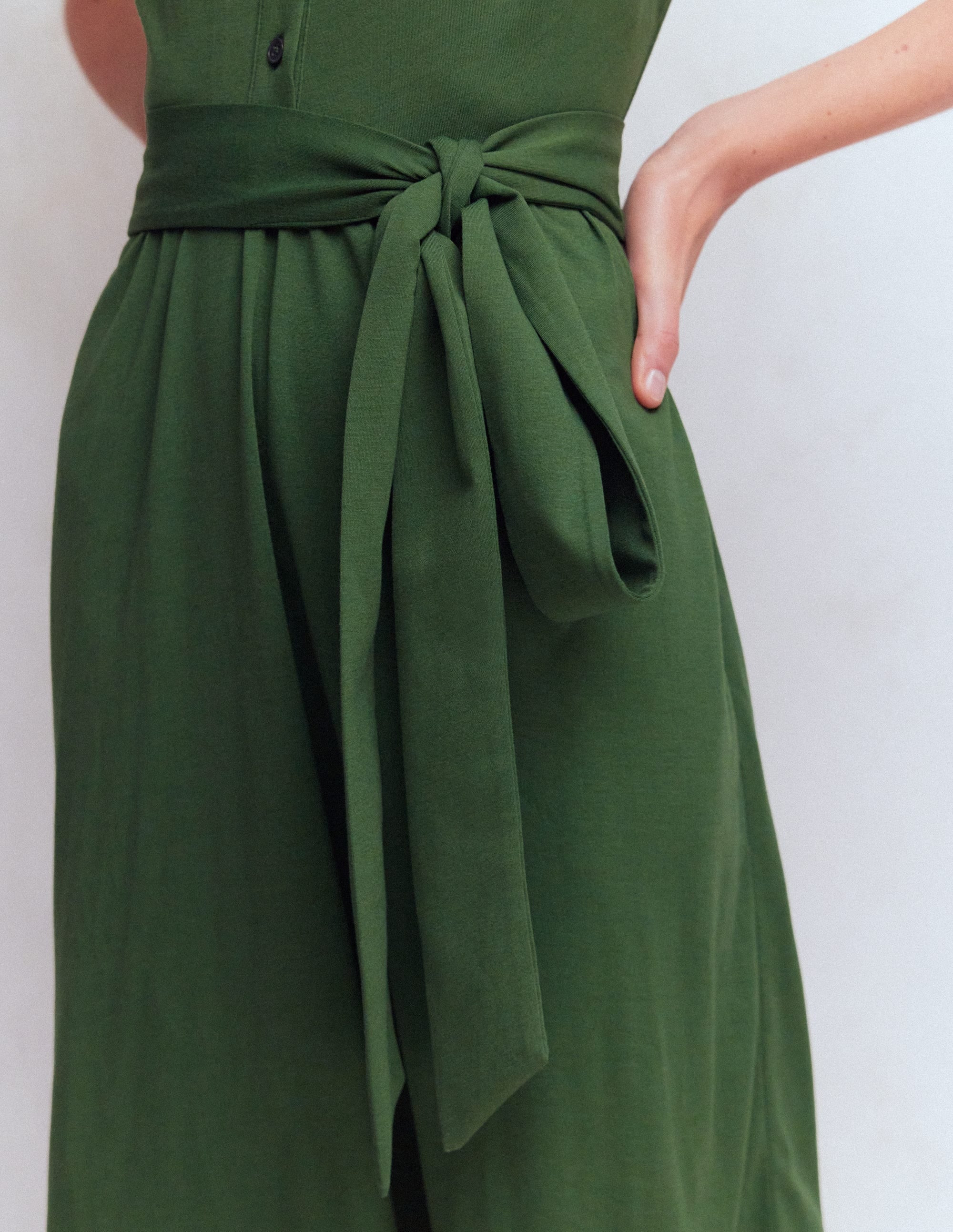Honor Short Jersey Shirt Dress-Broad Bean - Image 5