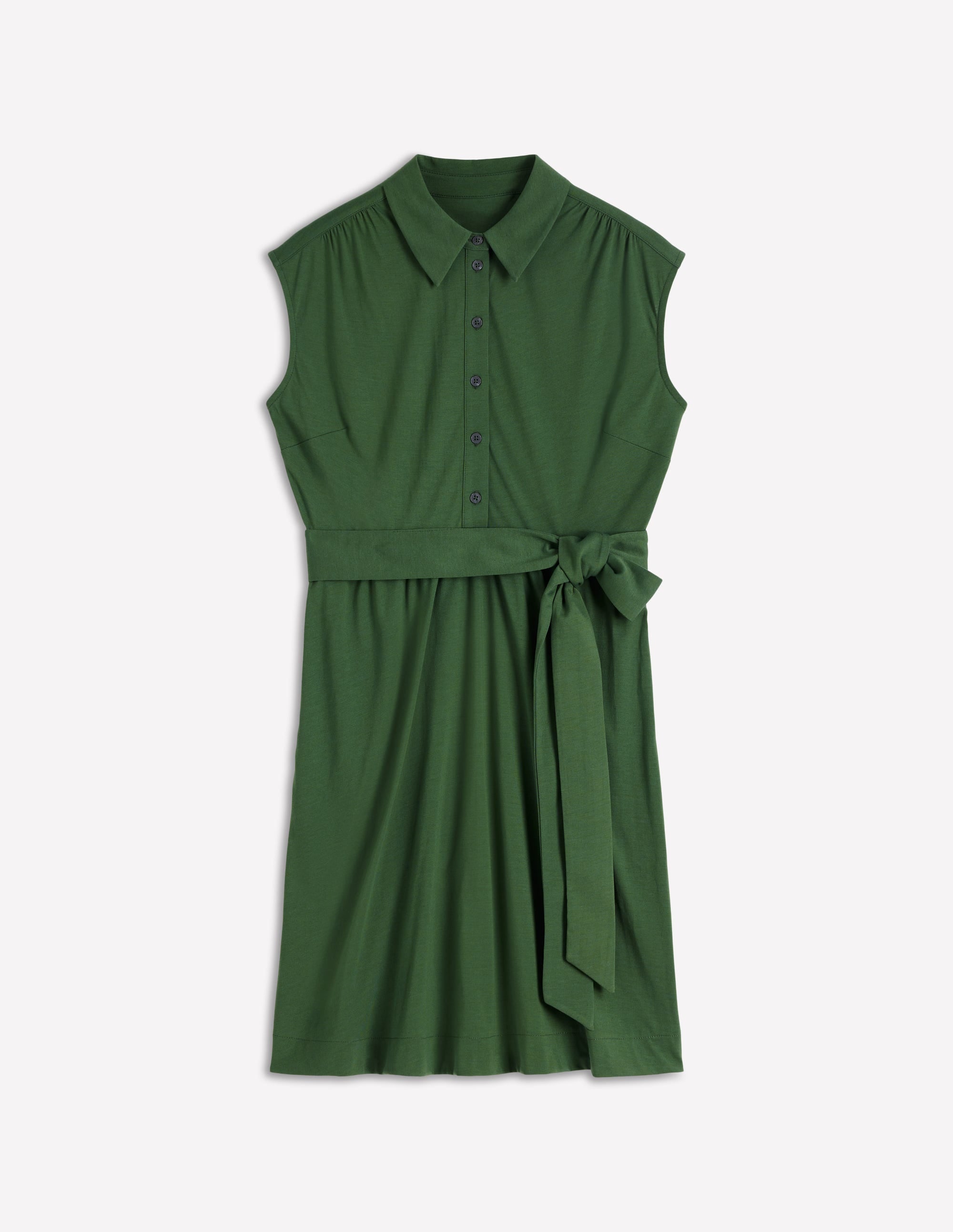 Honor Short Jersey Shirt Dress-Broad Bean - Image 6