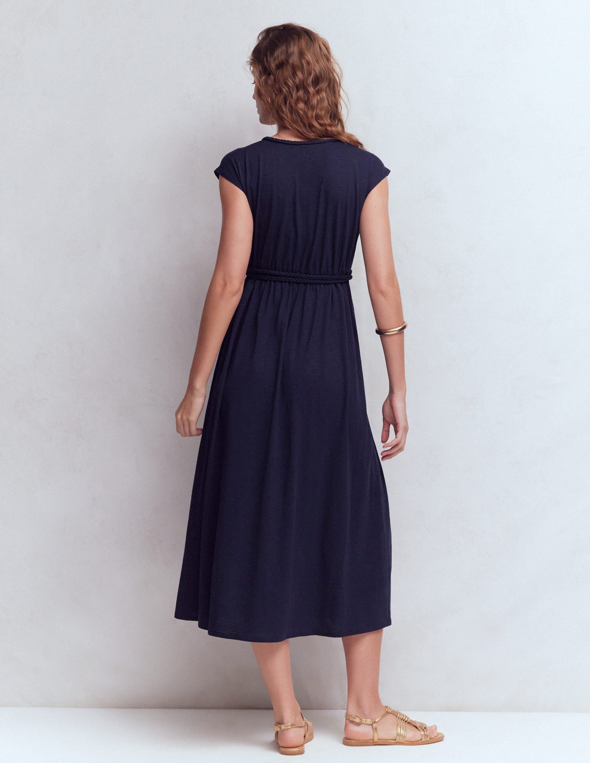 Heidi Ruched Rope Jersey Dress-Navy - Image 4