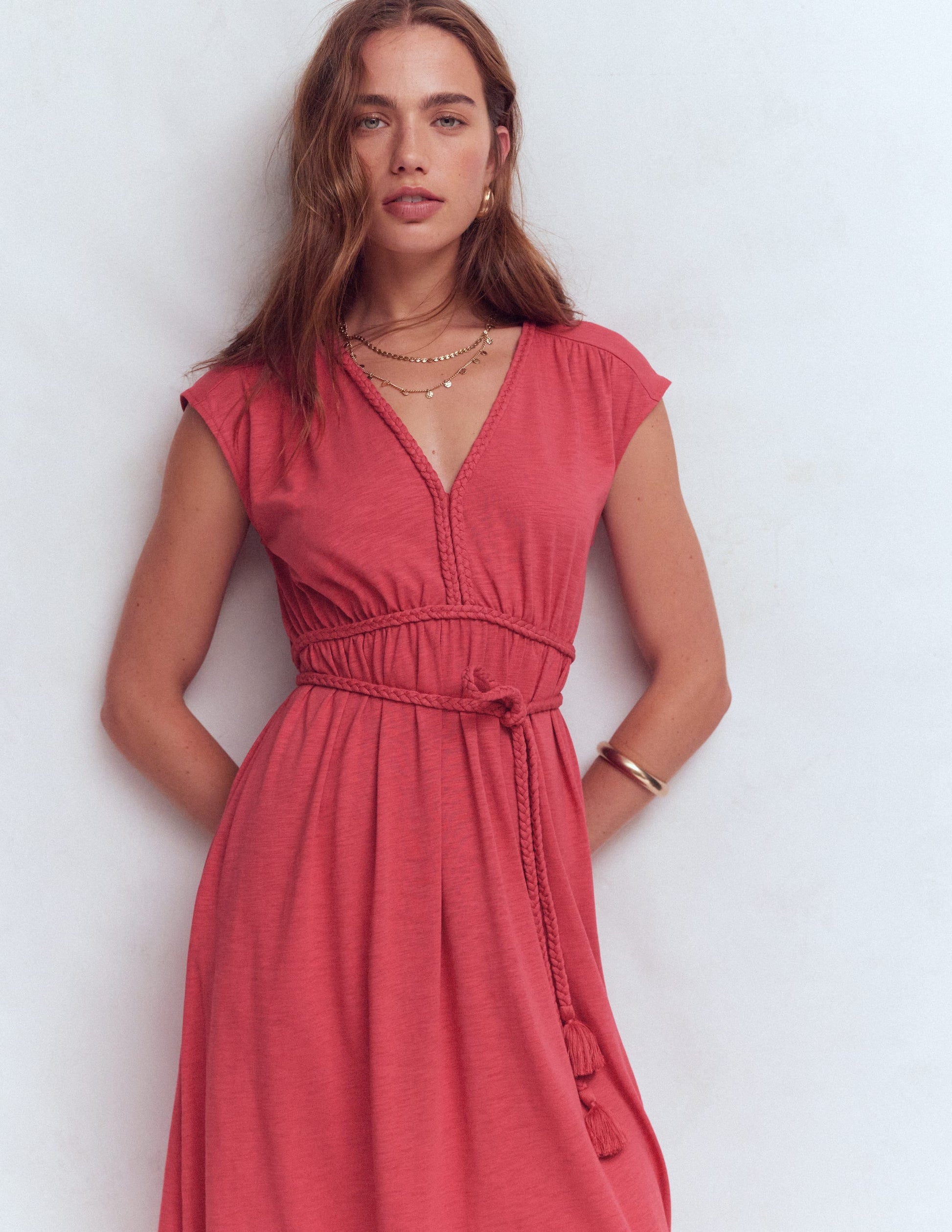 Heidi Ruched Rope Jersey Dress-Winter Blush-4