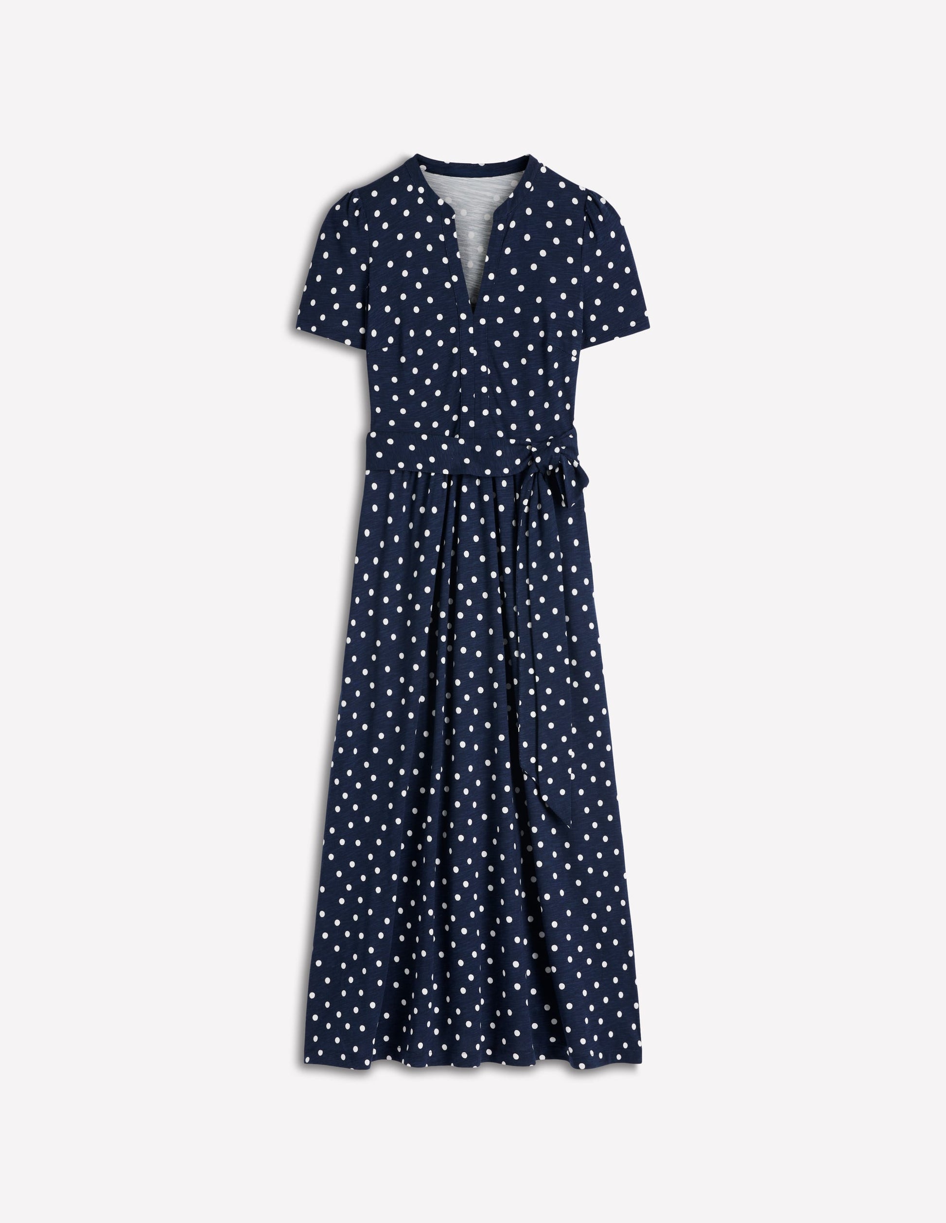Naomi Jersey Midi Dress-Navy and Ivory, Painted Dot-6