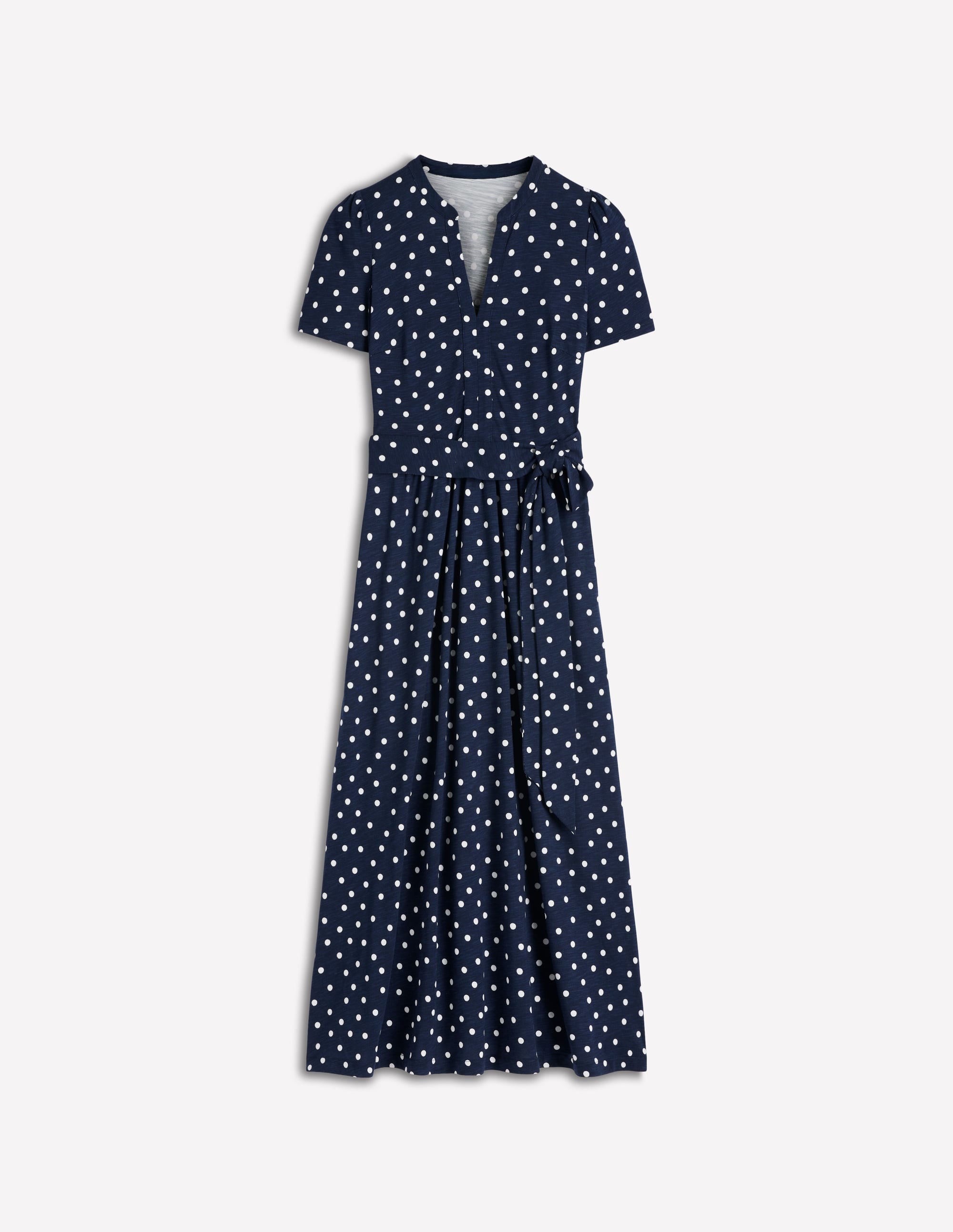 Naomi Jersey Midi Dress-Navy and Ivory, Painted Dot - Image 6