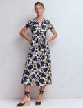Naomi Jersey Midi Dress-French Navy, Shadow Blossom