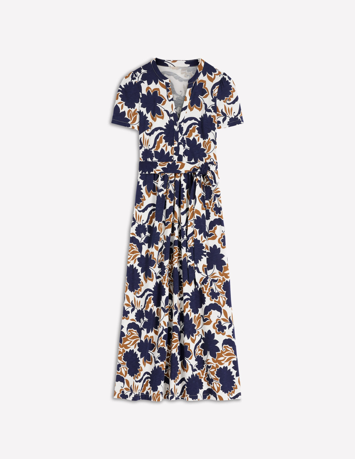 Naomi Jersey Midi Dress-French Navy, Shadow Blossom - Image 6