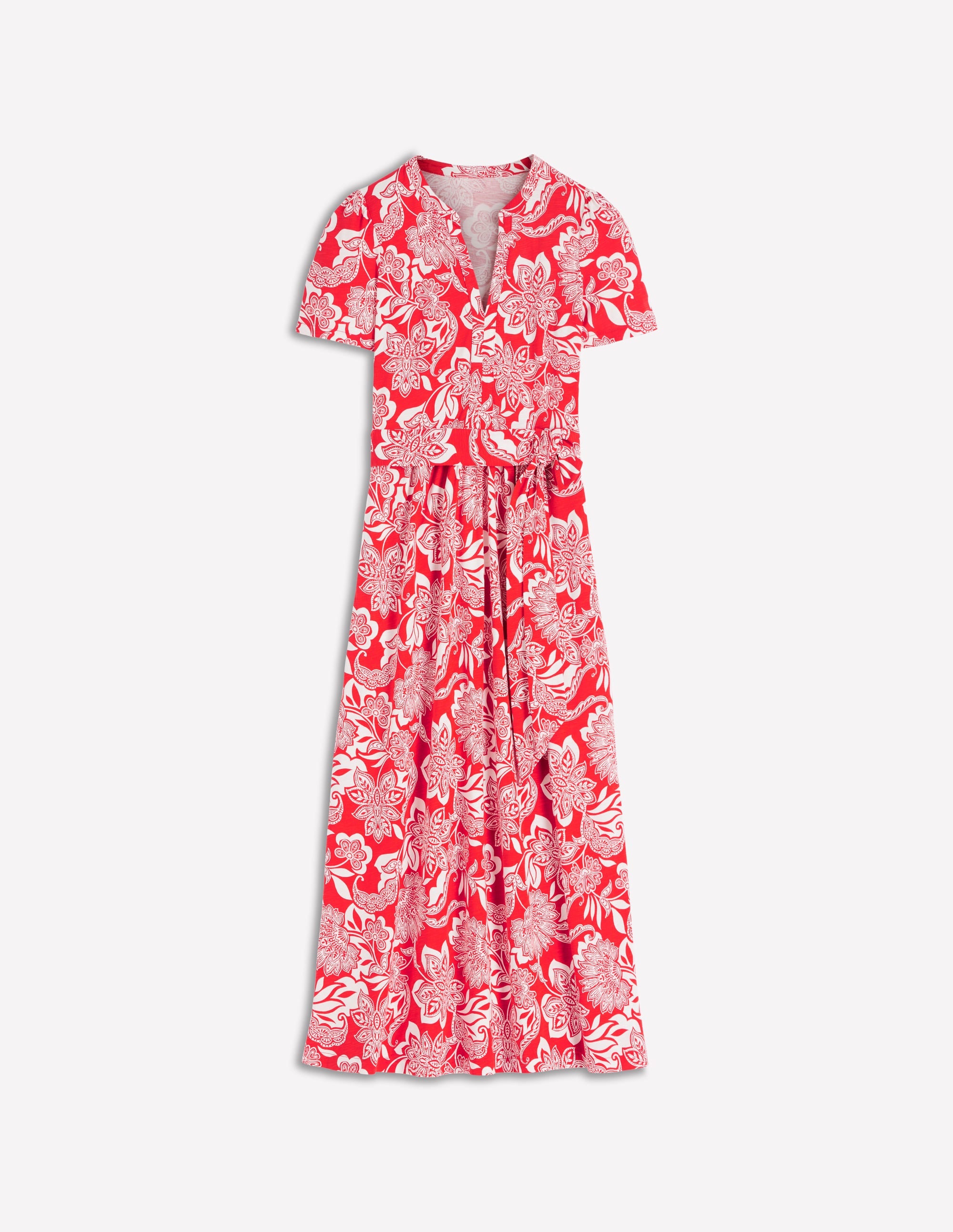Naomi Jersey Midi Dress-Blood Orange, Elegant Blossom - Image 7