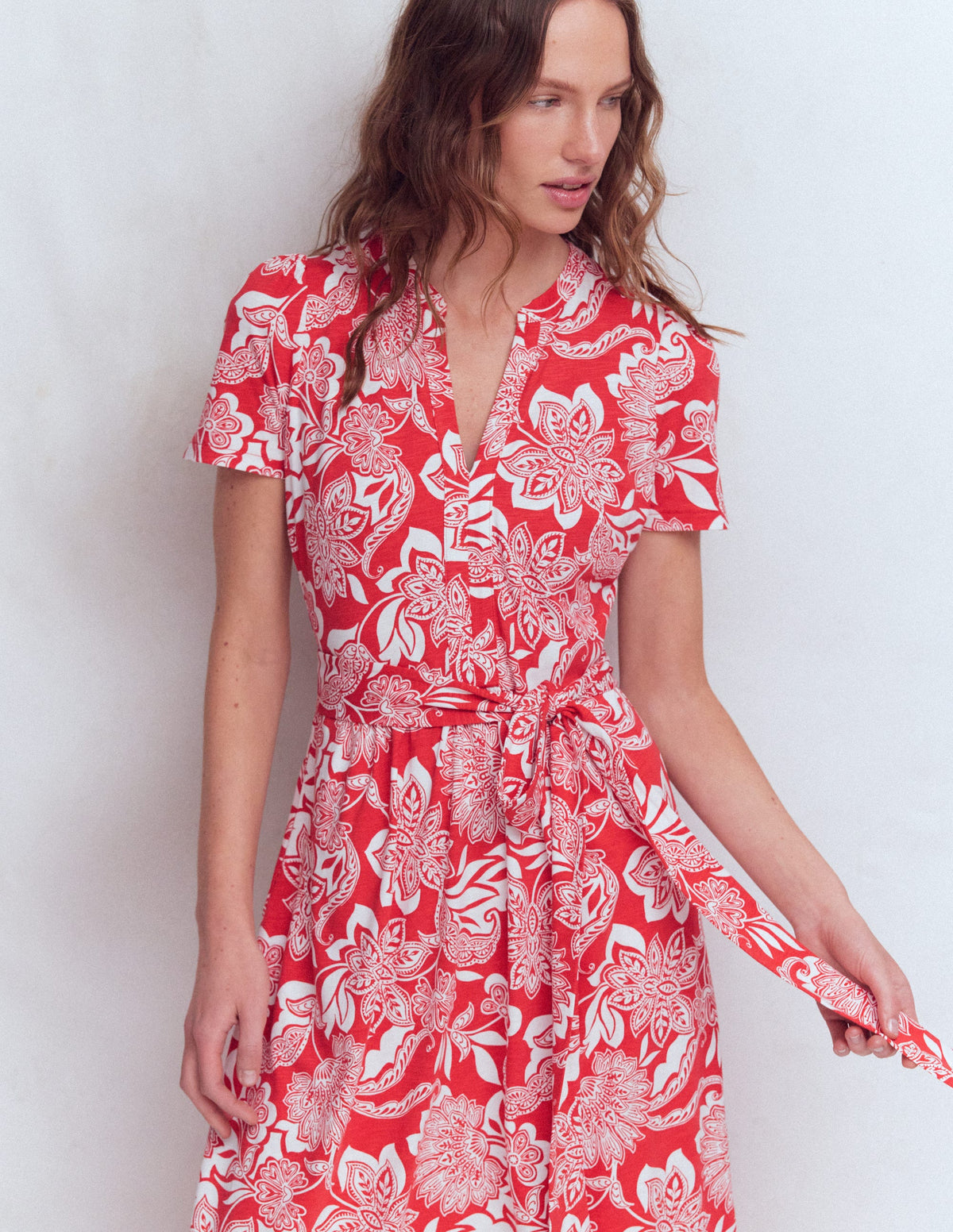 Naomi Jersey Midi Dress-Blood Orange, Elegant Blossom-5