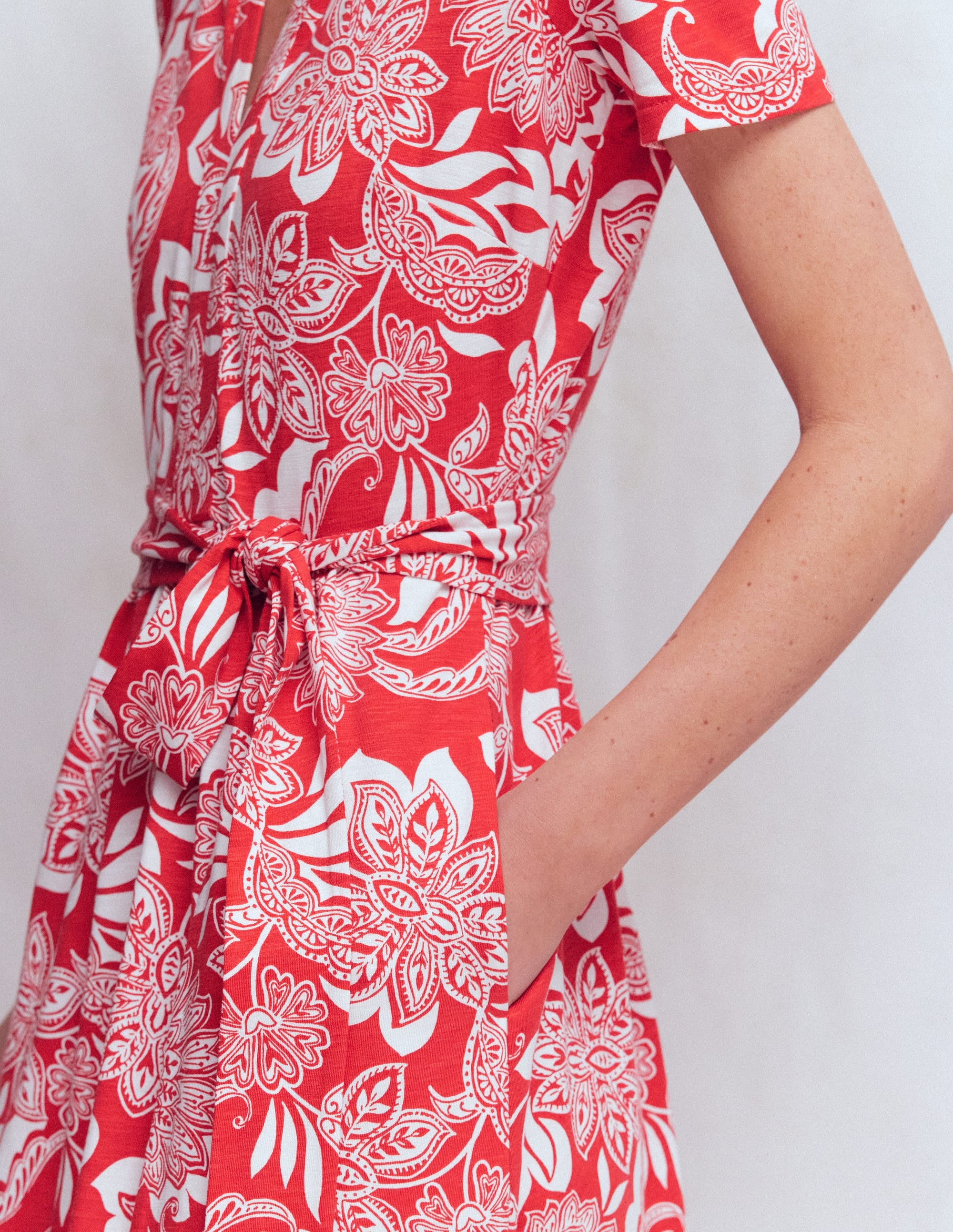 Naomi Jersey Midi Dress-Blood Orange, Elegant Blossom - Image 6