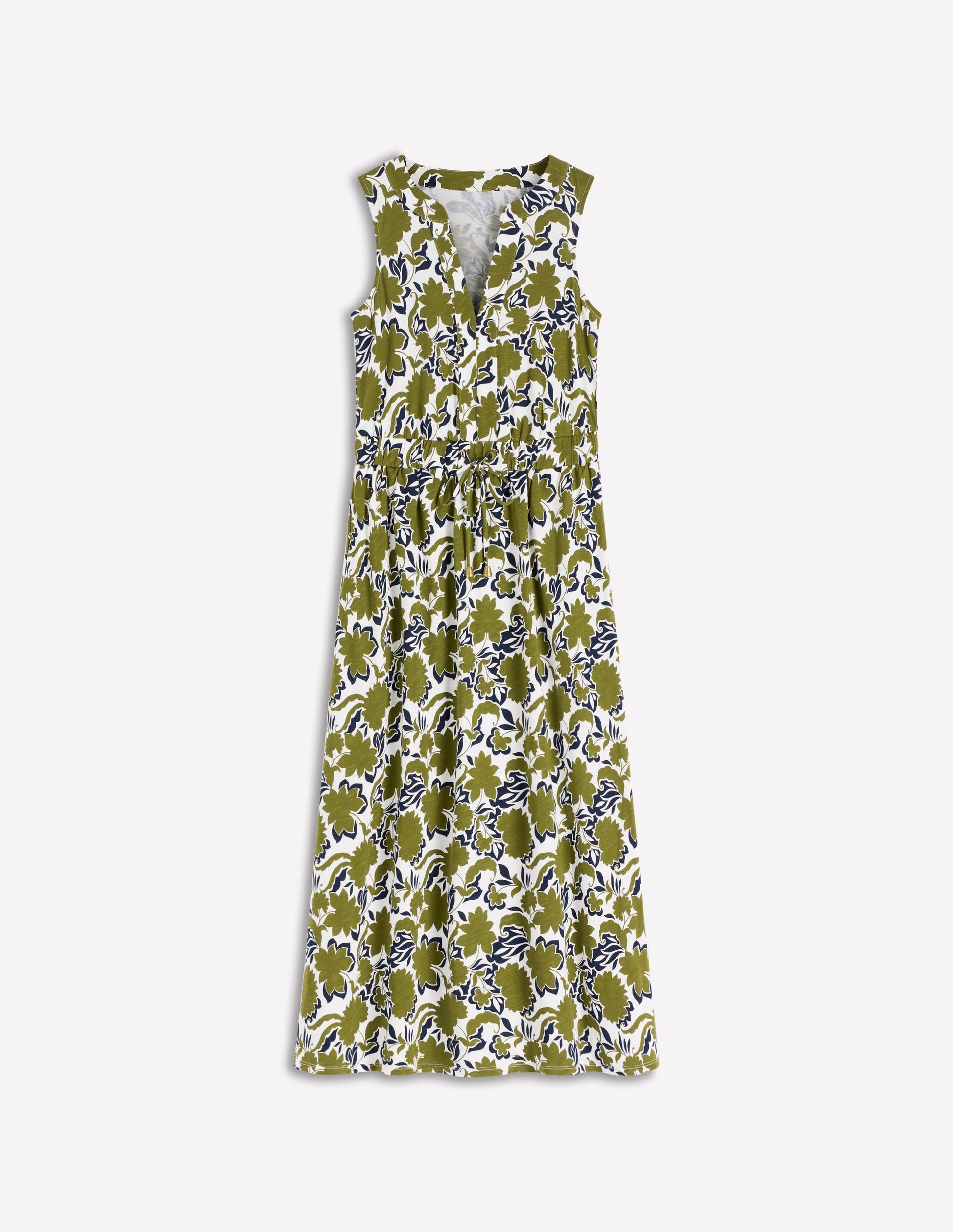 Delphine Midi Jersey Dress-Olive, Shadow Blossom-5