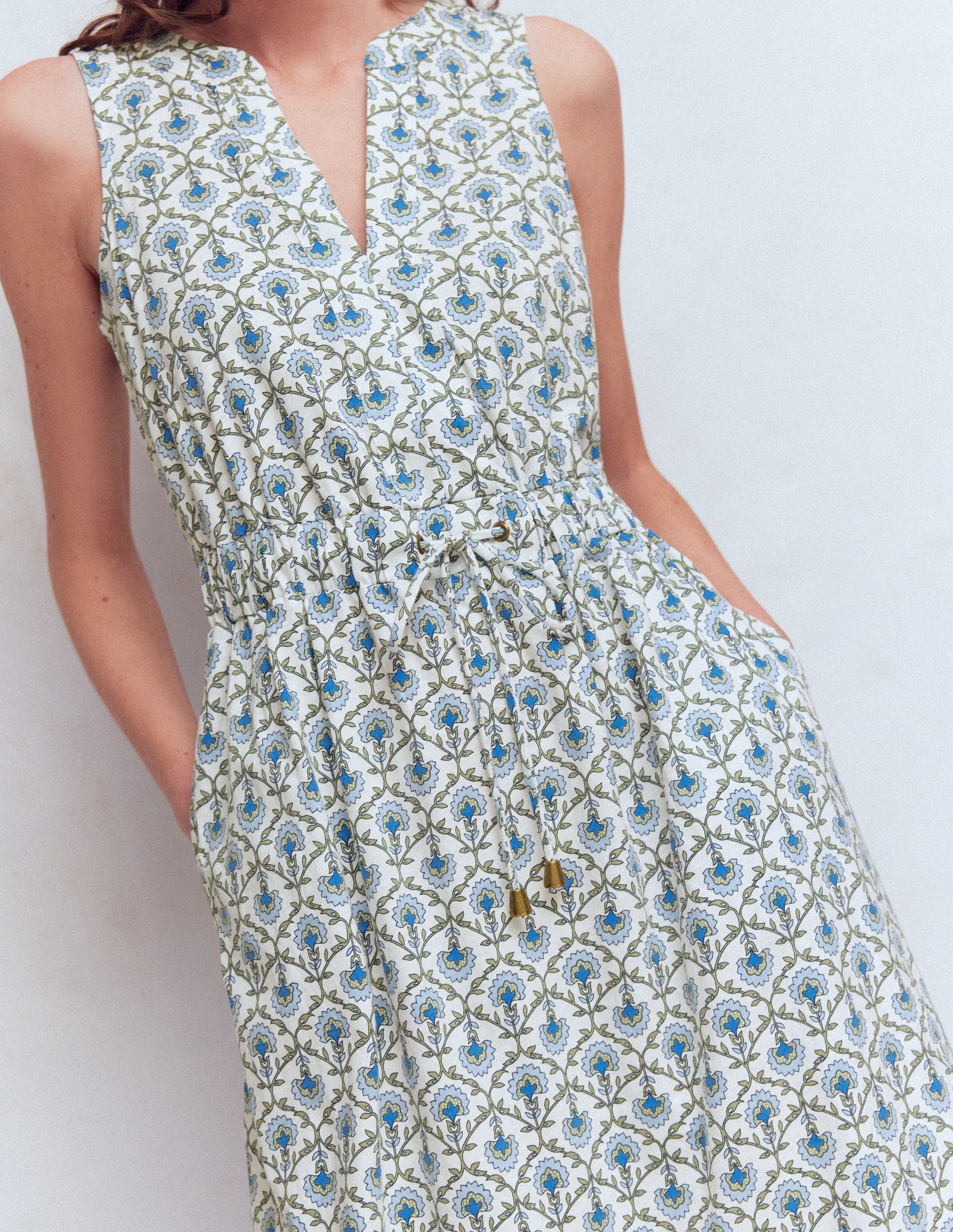 Delphine Midi Jersey Dress-Ivory, Flower Lattice-2