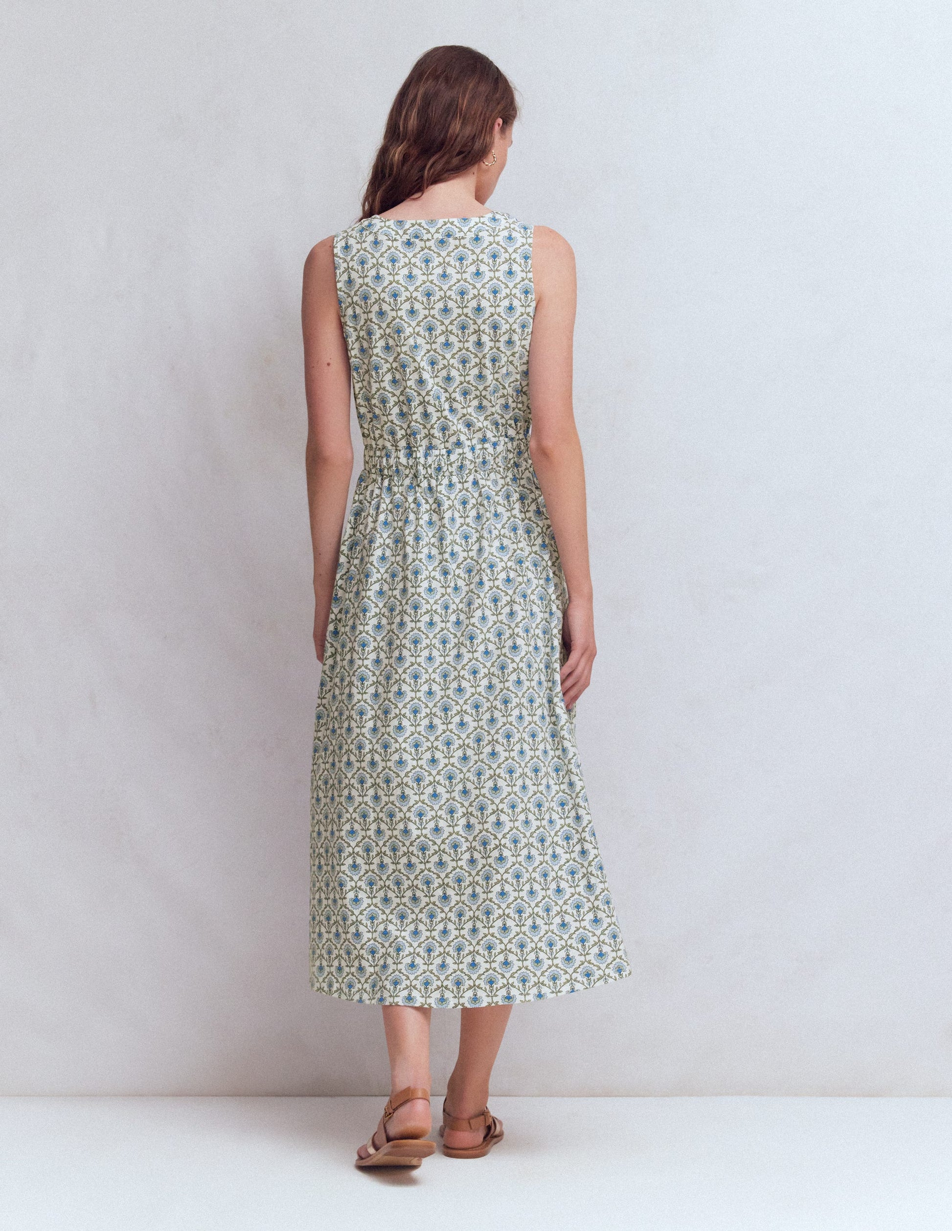 Delphine Midi Jersey Dress-Ivory, Flower Lattice-3