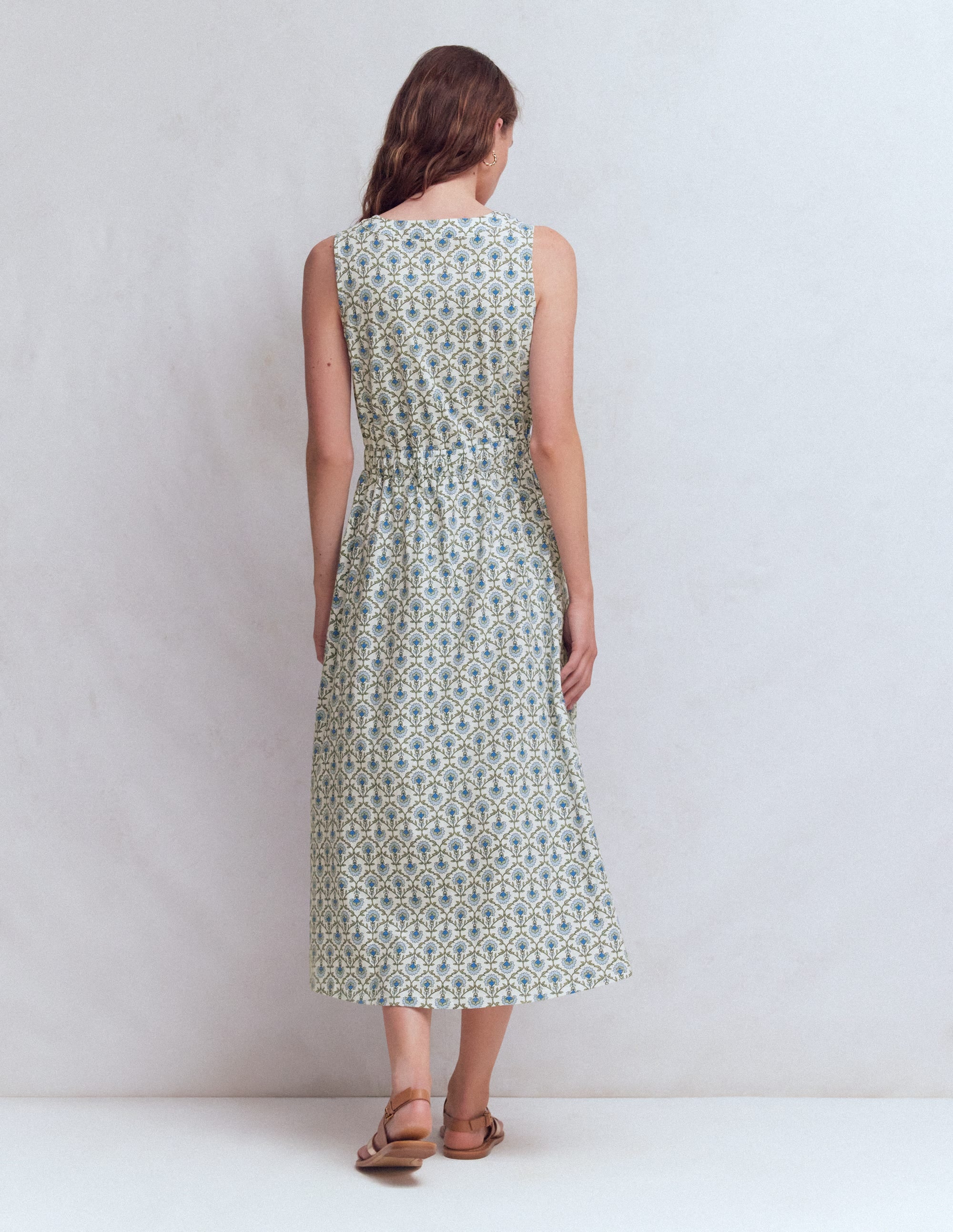 Delphine Midi Jersey Dress-Ivory, Flower Lattice - Image 3