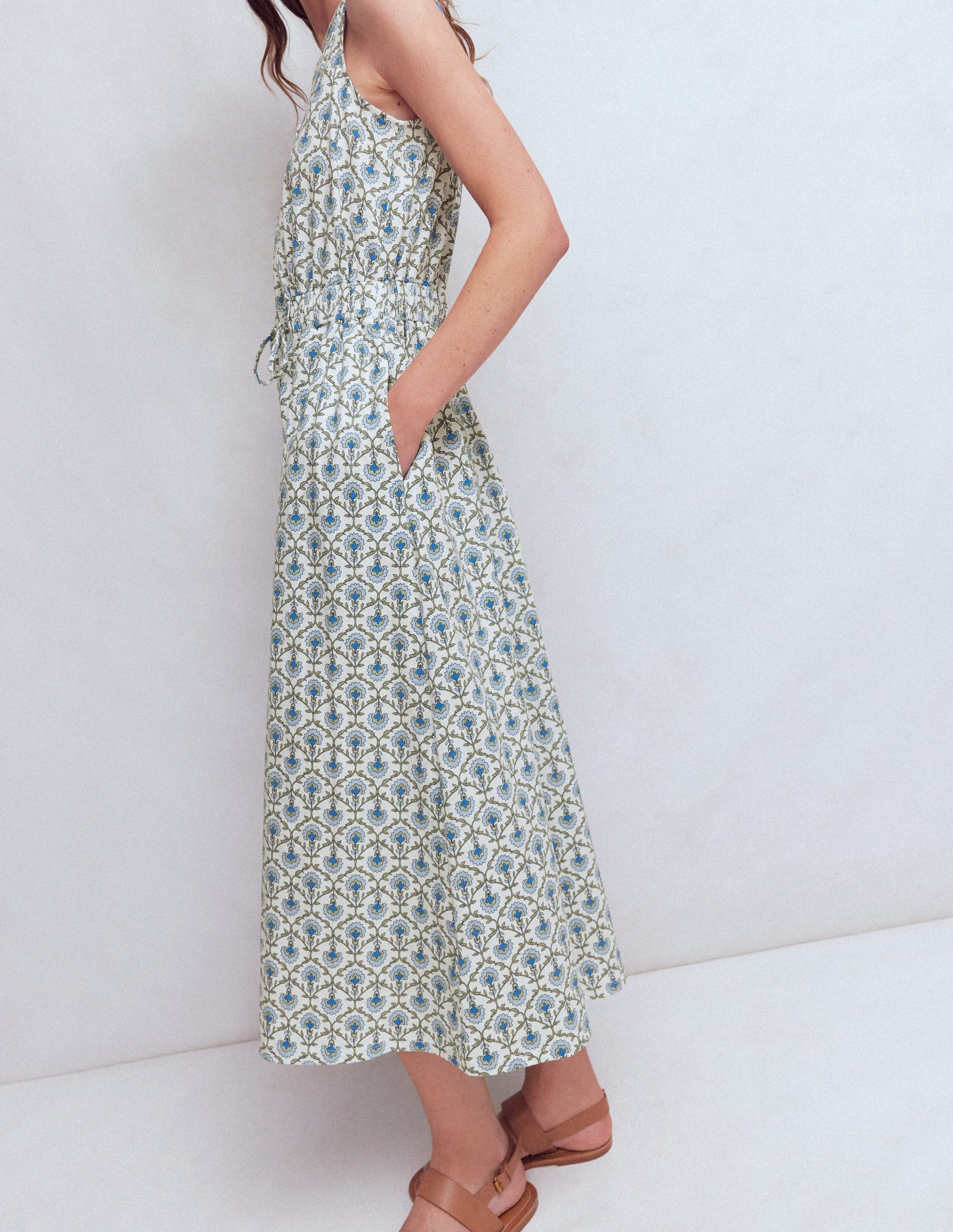 Delphine Midi Jersey Dress-Ivory, Flower Lattice-4