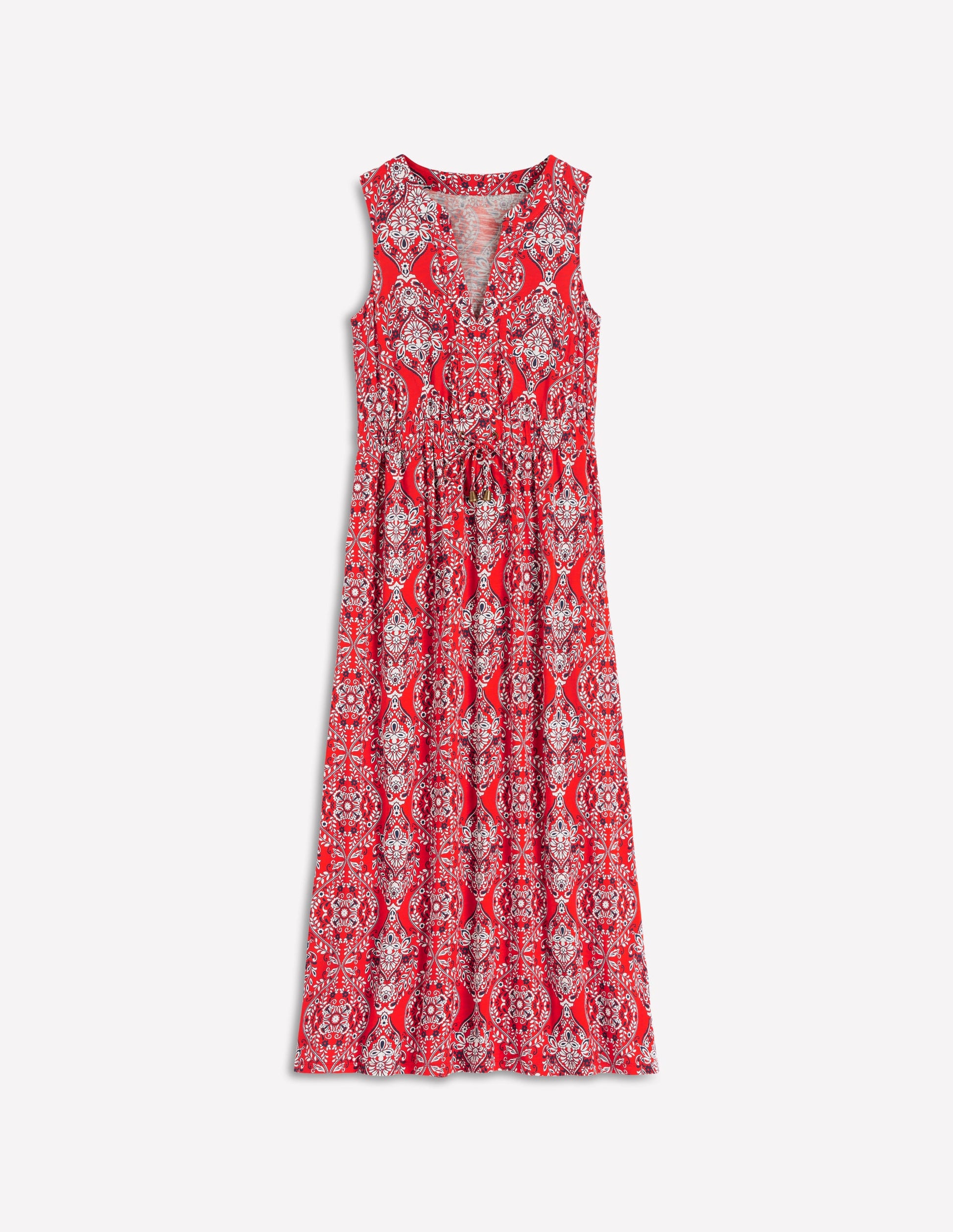 Delphine Midi Jersey Dress-Blood Orange, Gardenia-6