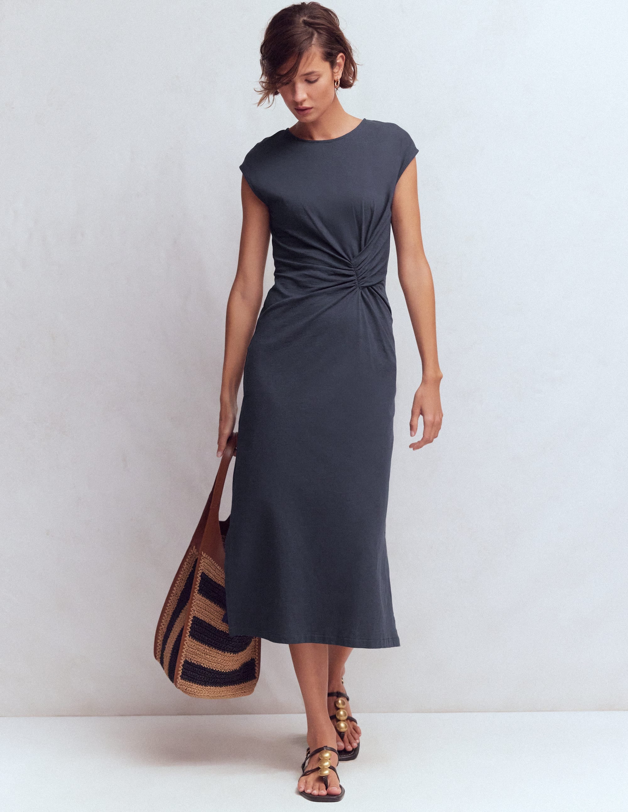 Delilah Twisted Midi Dress-Navy - Image 5