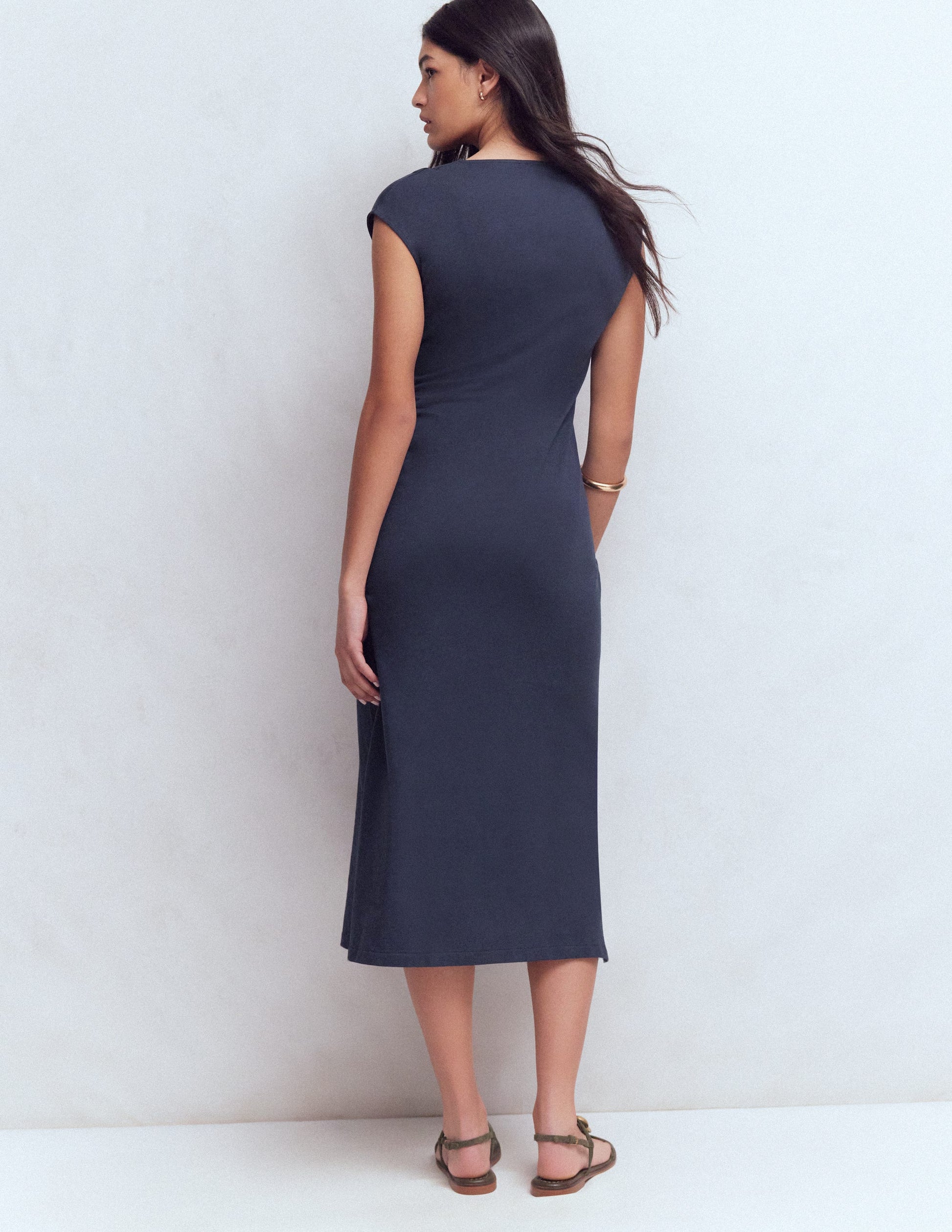 Delilah Twist Midi Dress-Navy-7
