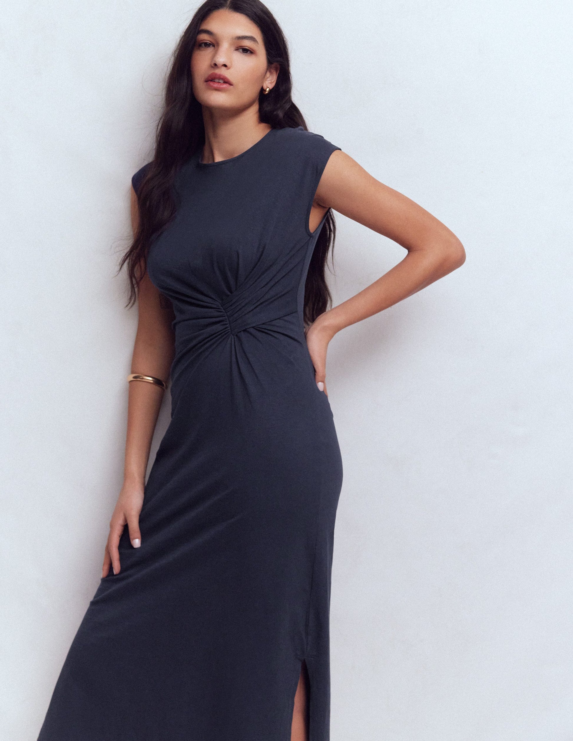 Delilah Twist Midi Dress-Navy-8