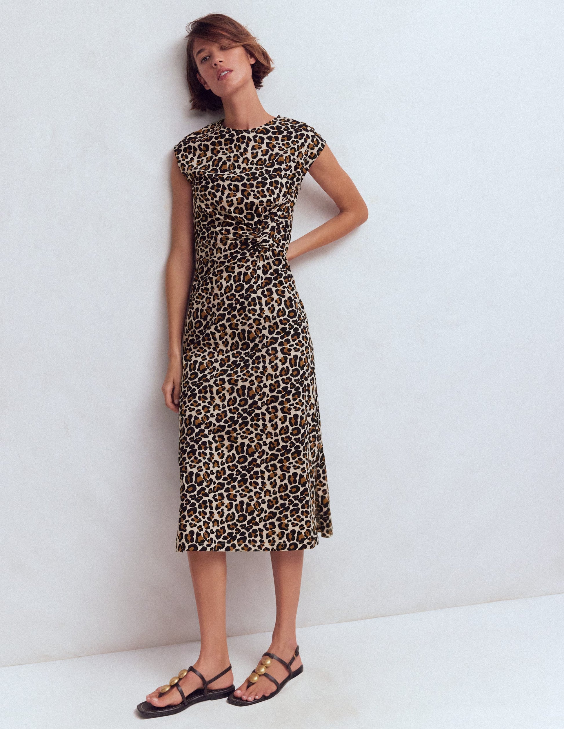 Delilah Twist Midi Dress-Almond Milk, Cheetah Pop-4