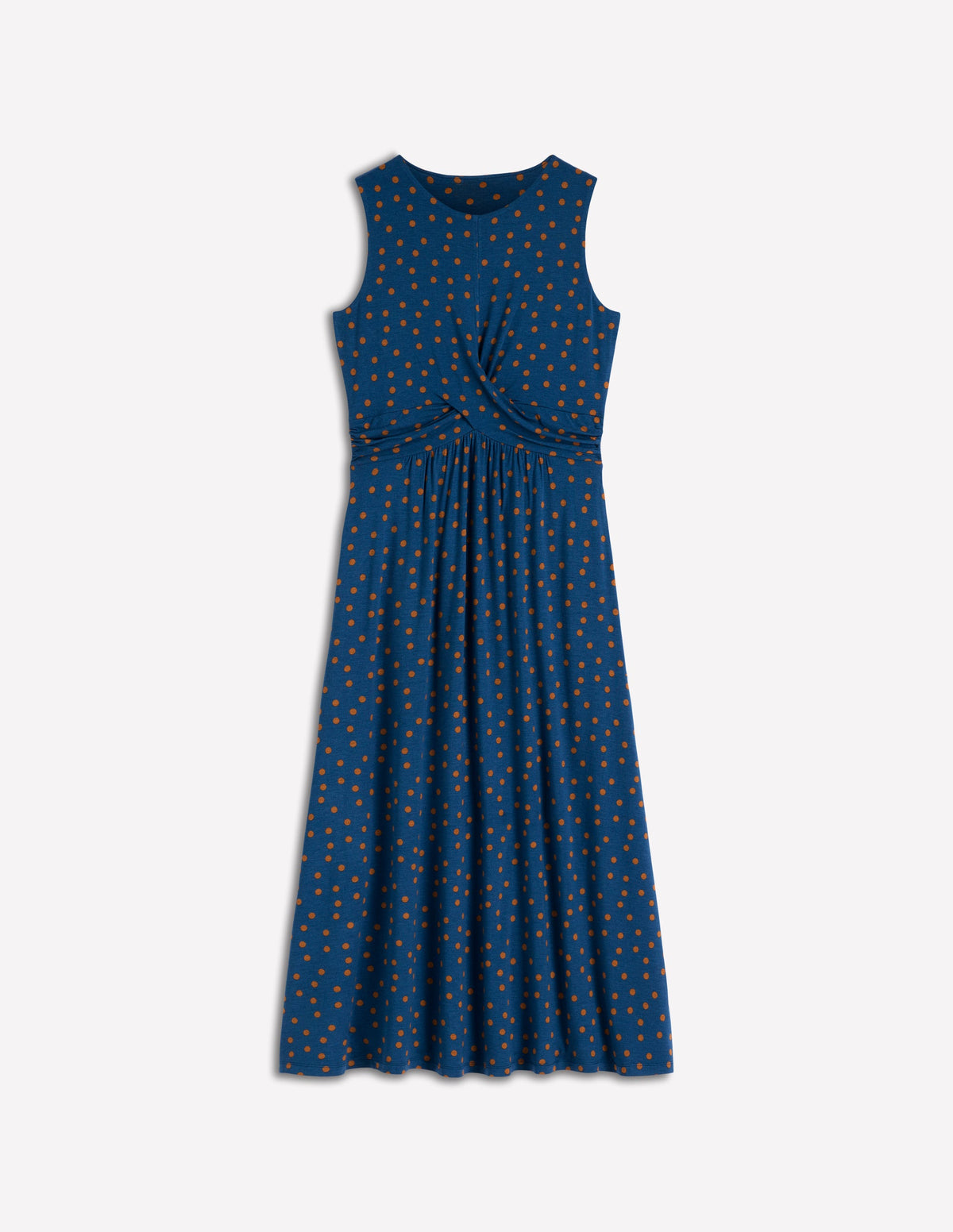 Zara Cross Waist Jersey Dress-Tourmaline Blue, Painted Dot-6