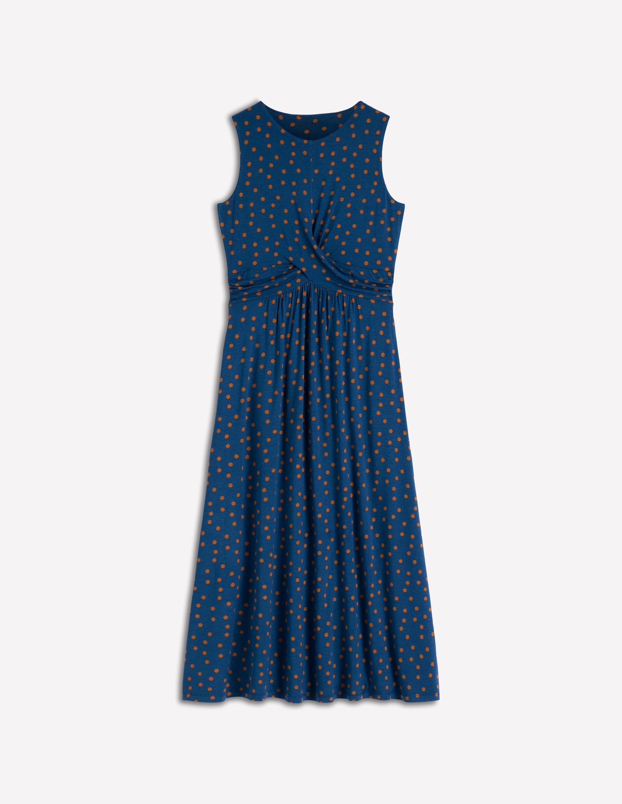 Zara Cross Waist Jersey Dress-Tourmaline Blue, Painted Dot - Image 6