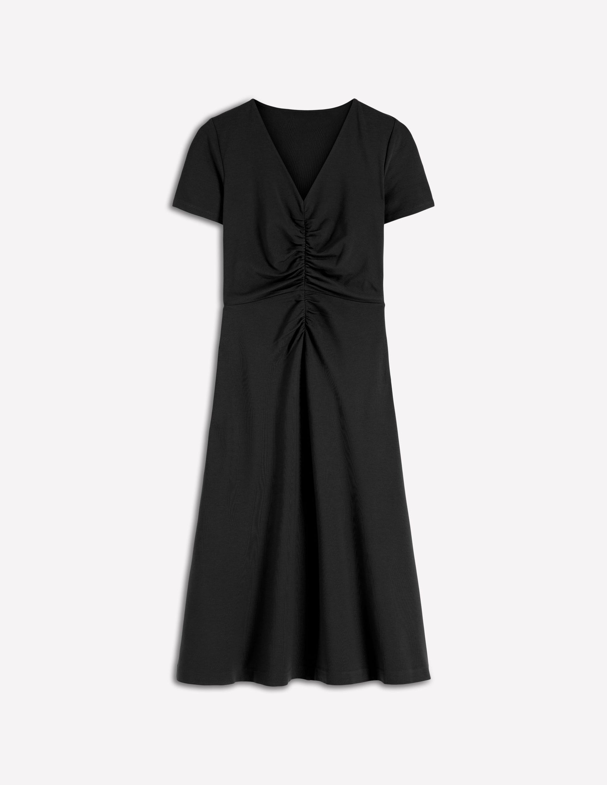 Una Ruched Front Ponte Dress-Black-5