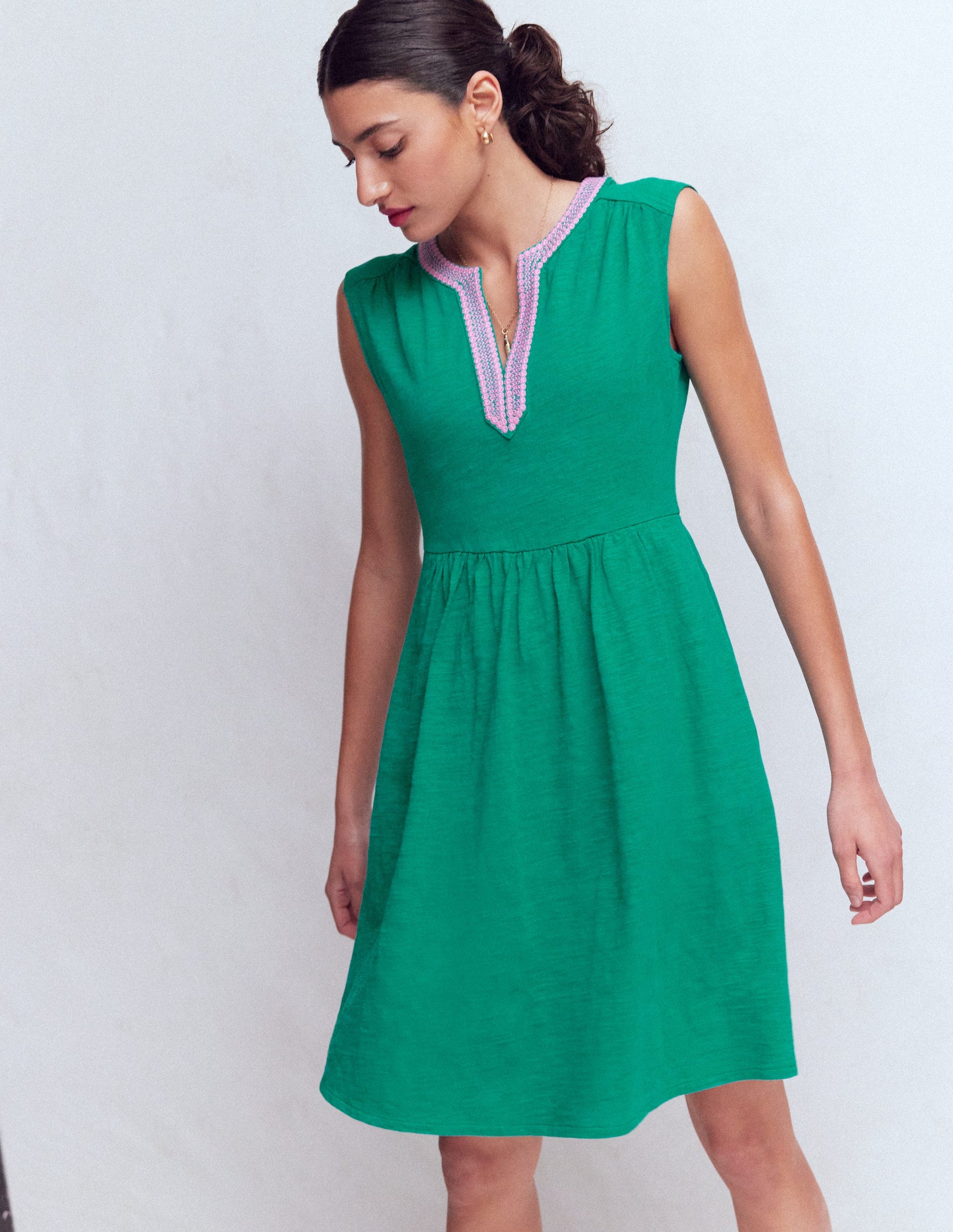 May Jersey Short Dress-Deep Teal-4