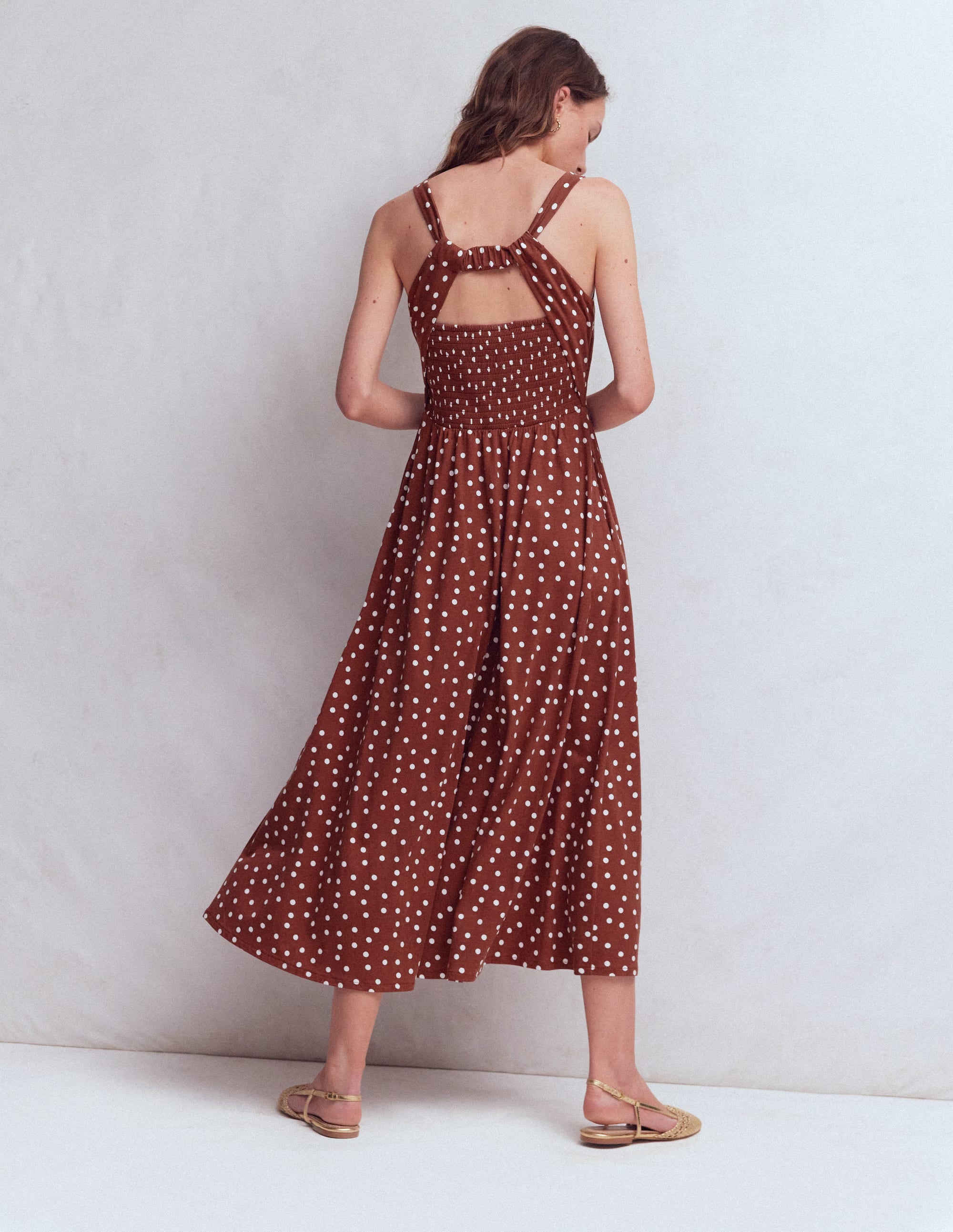 Saoirse Smock Back Dress-Roasted Brown, Painted Dot - Image 3
