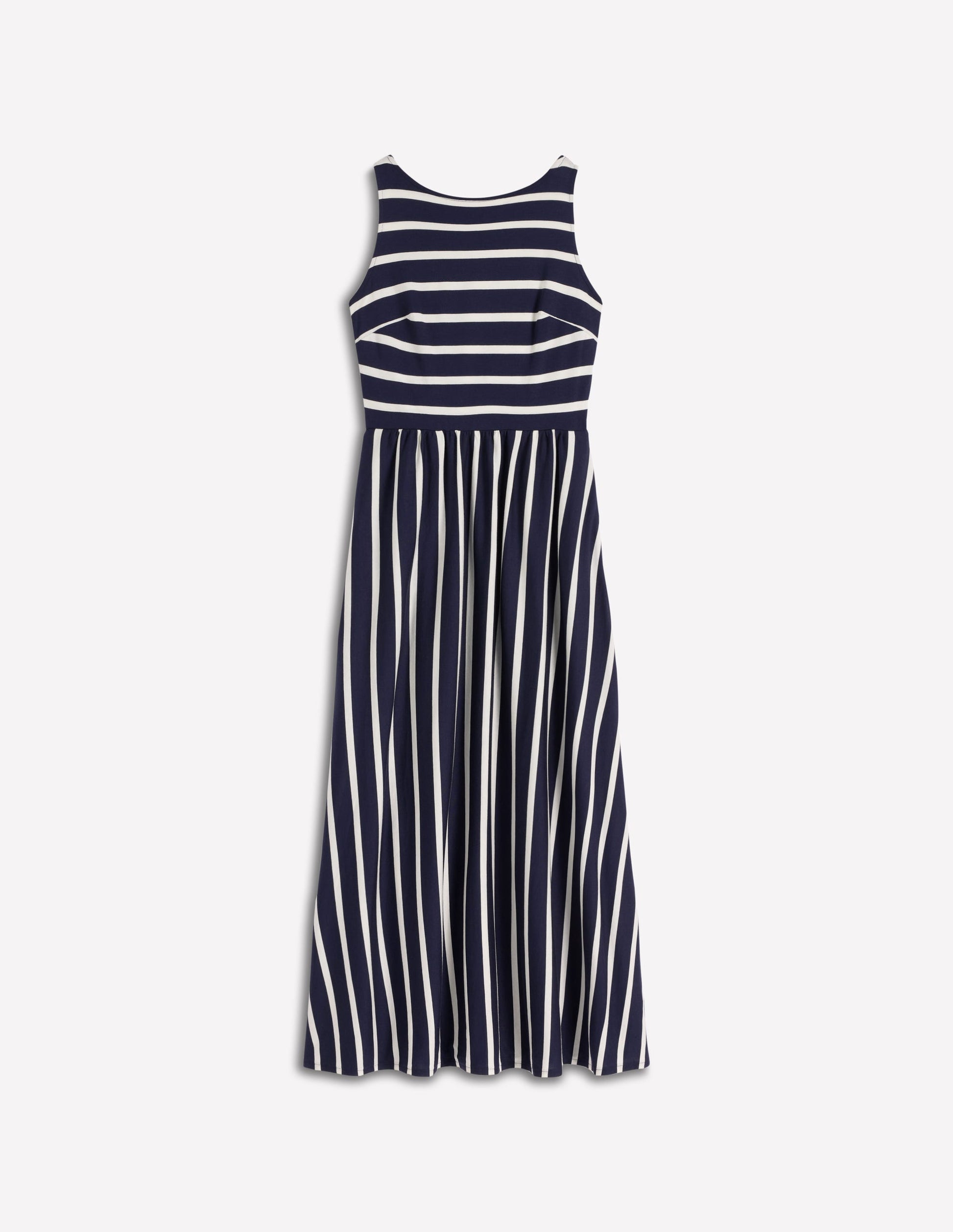 Saoirse Smock Back Dress-Navy, Ivory Stripe-6