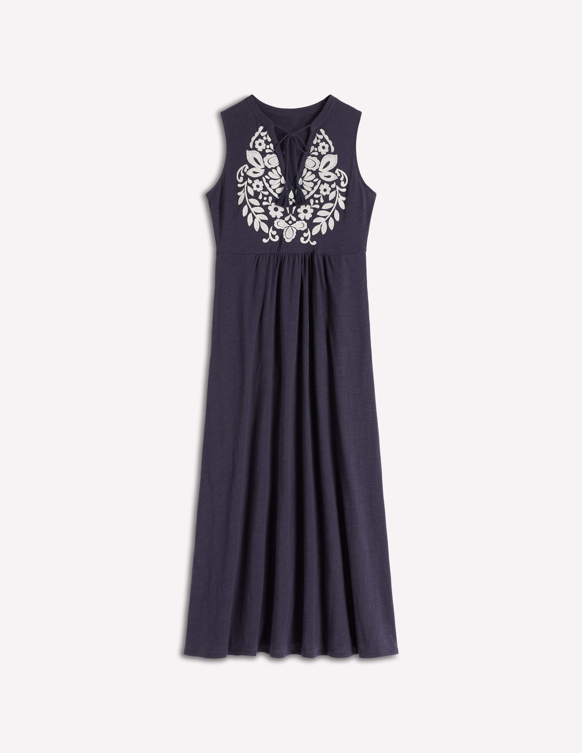 Notch Neck Jersey Maxi Dress-Navy - Image 5