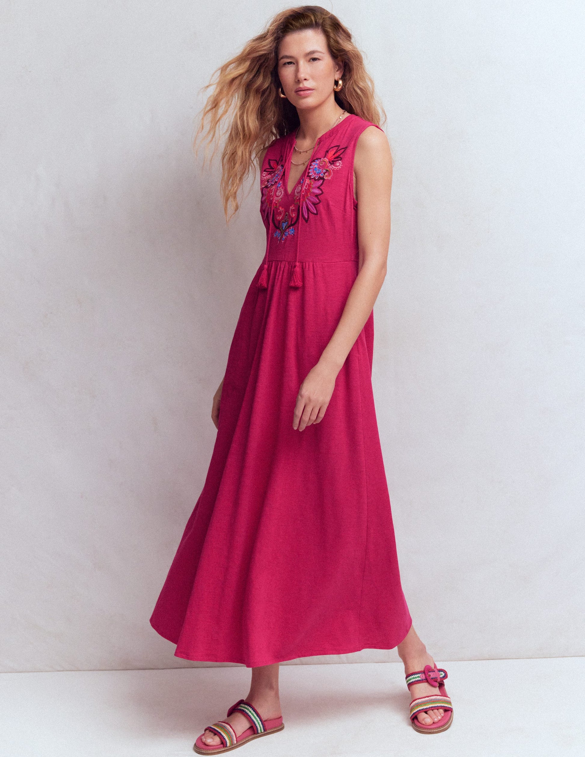 Notch Neck Jersey Maxi Dress-Granita-1