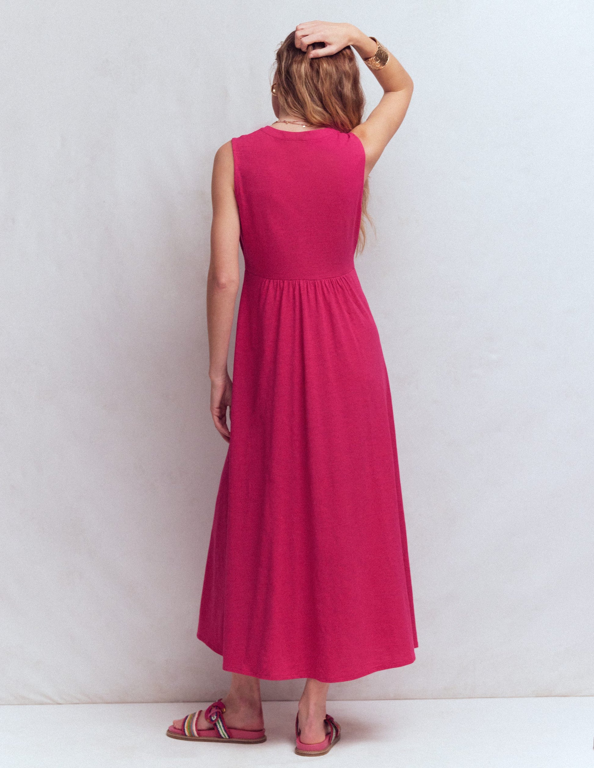 Notch Neck Jersey Maxi Dress-Granita-3