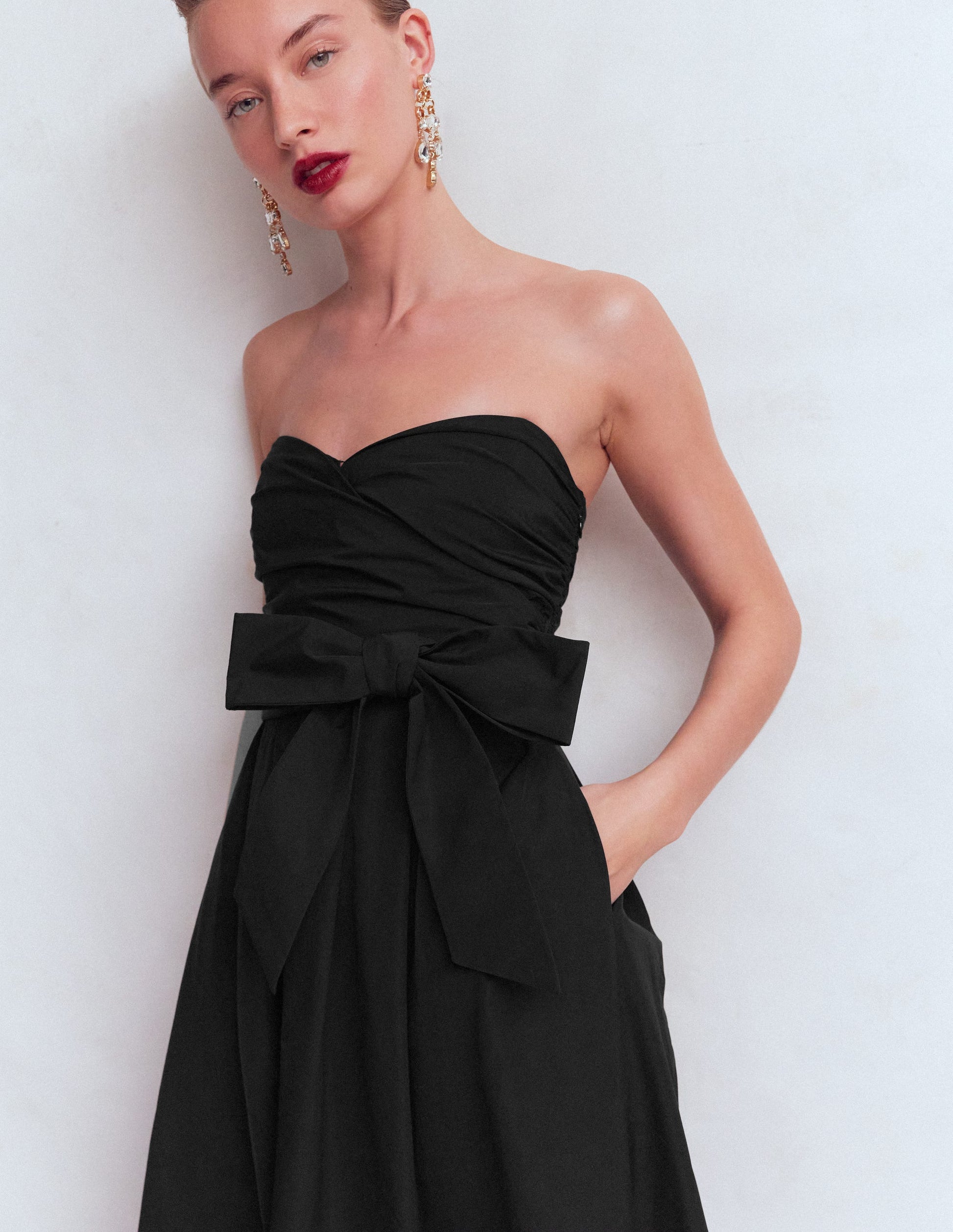 Strapless Taffeta Dress - Black