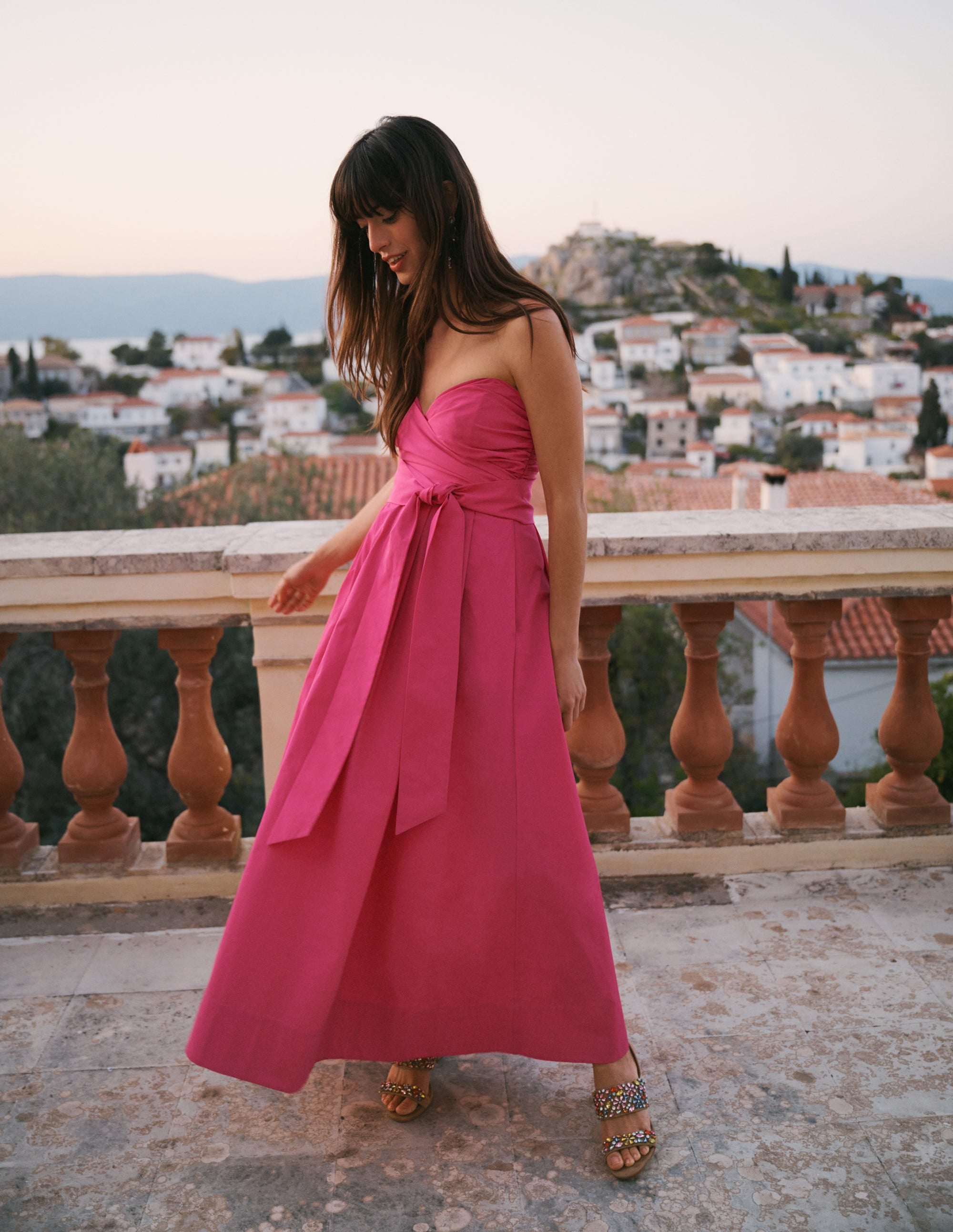 Strapless Taffeta Dress-Bright Pink - Image 5
