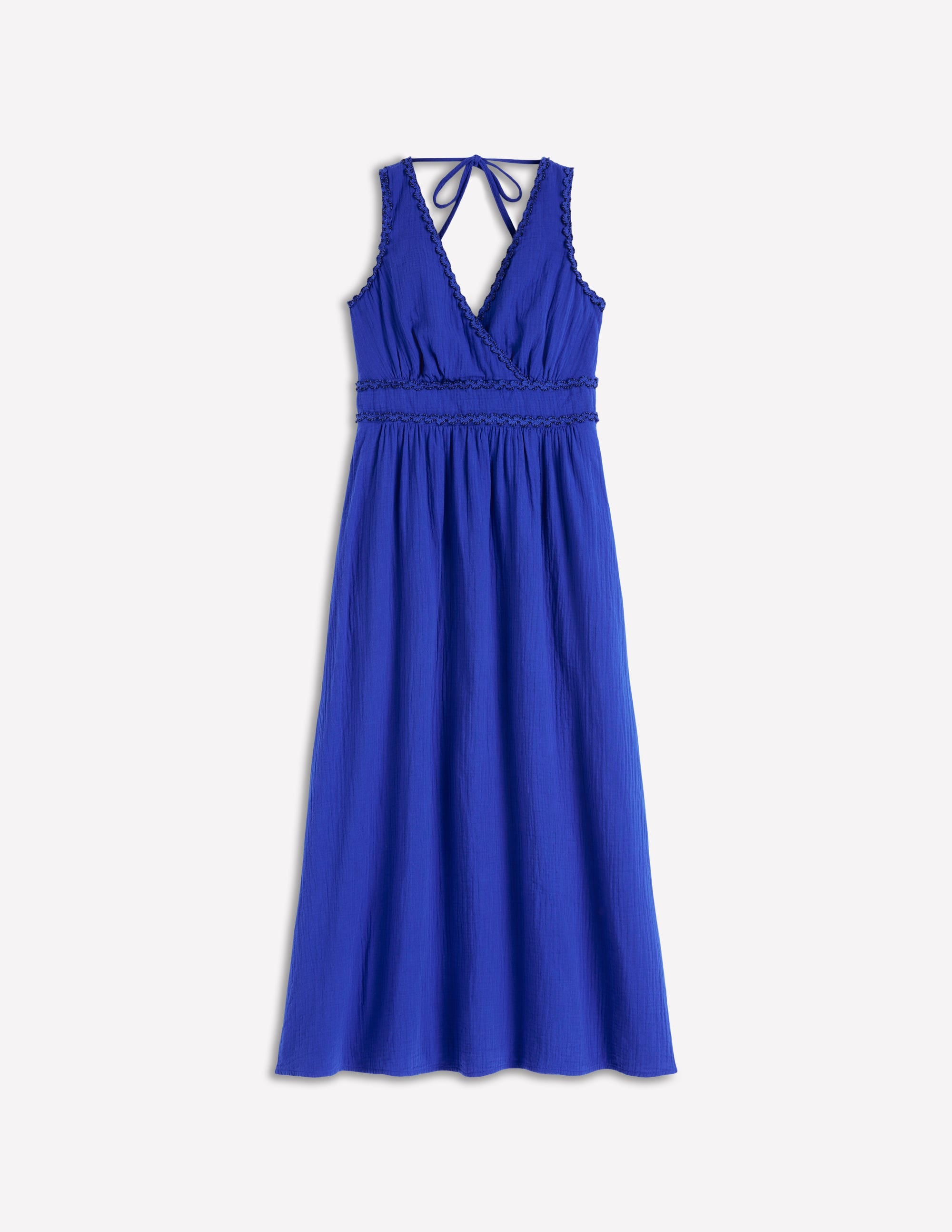 Lorna Trim Double Cloth Dress-Bright Blue - Image 7
