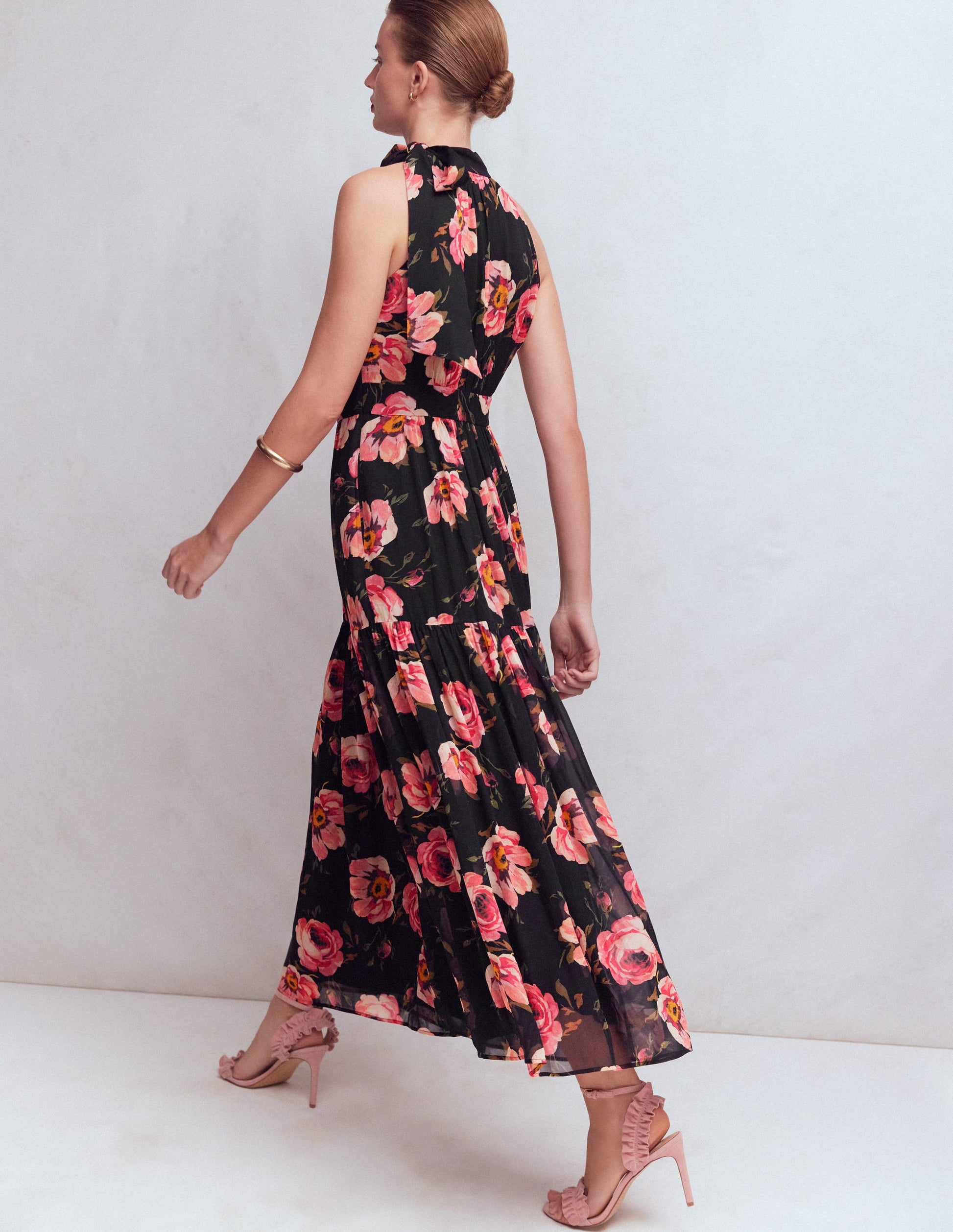 Roisin Tie Neck Maxi Dress-Black Whimsical Roses-3