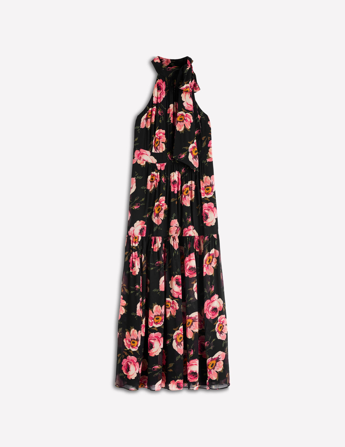 Roisin Tie Neck Maxi Dress-Black Whimsical Roses - Image 8