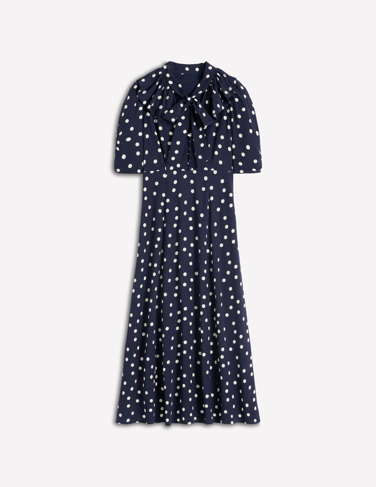 Ruffle Collar Midi Dress-French Navy Painted Spaced Dot - Image 6