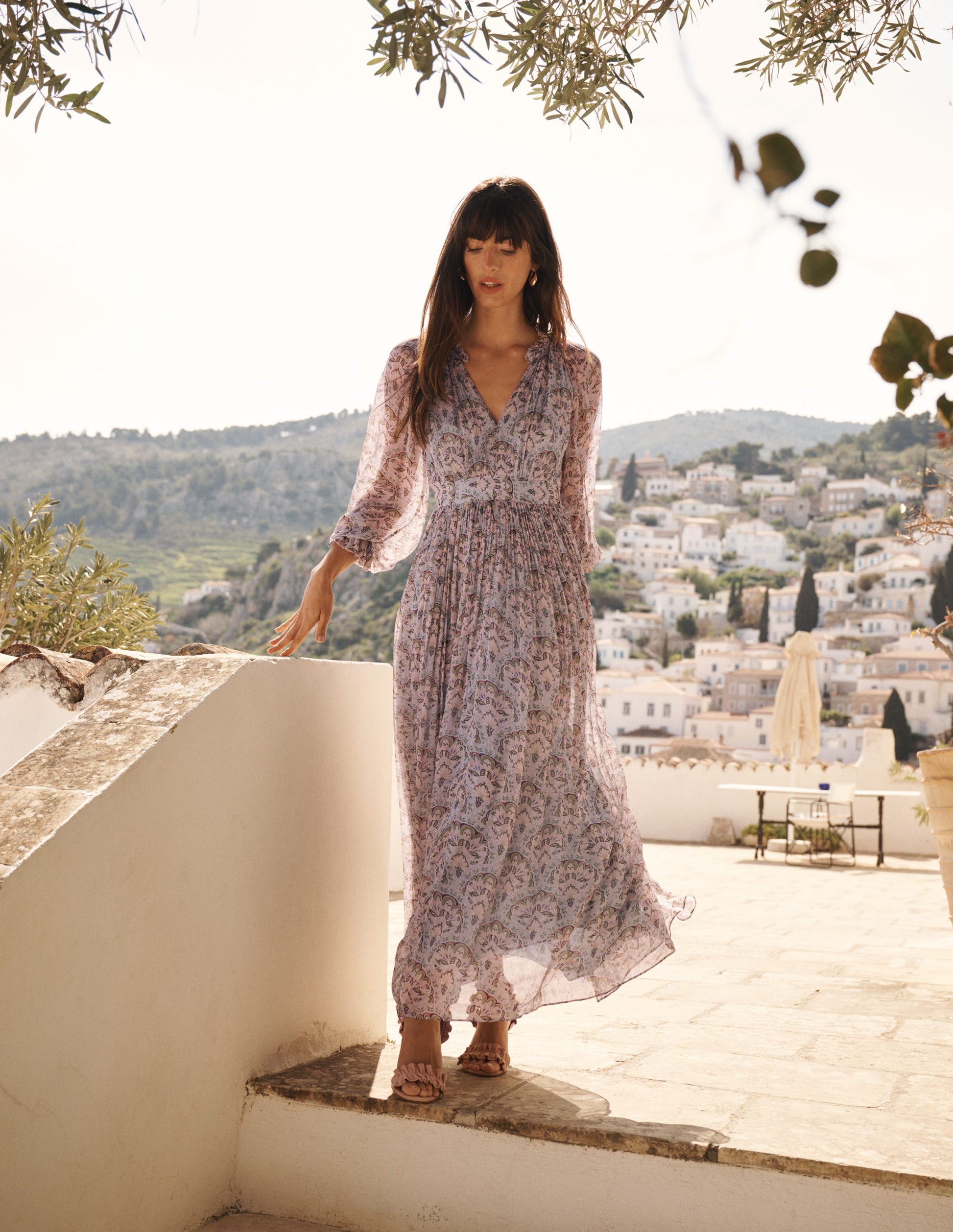 Romantic Ruffle Neck Dress-Multi Paradise Gardens-6