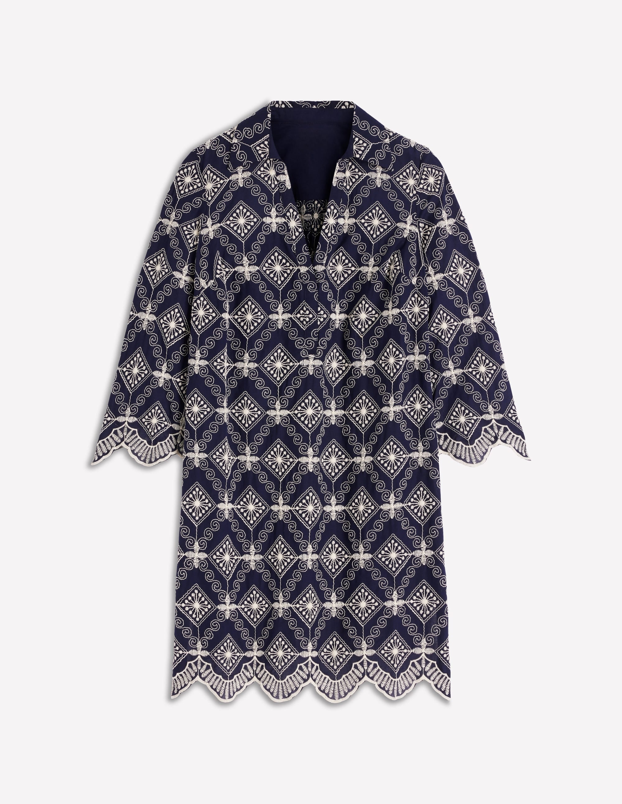 Carmen Broderie Short Dress-Navy Broderie - Image 7